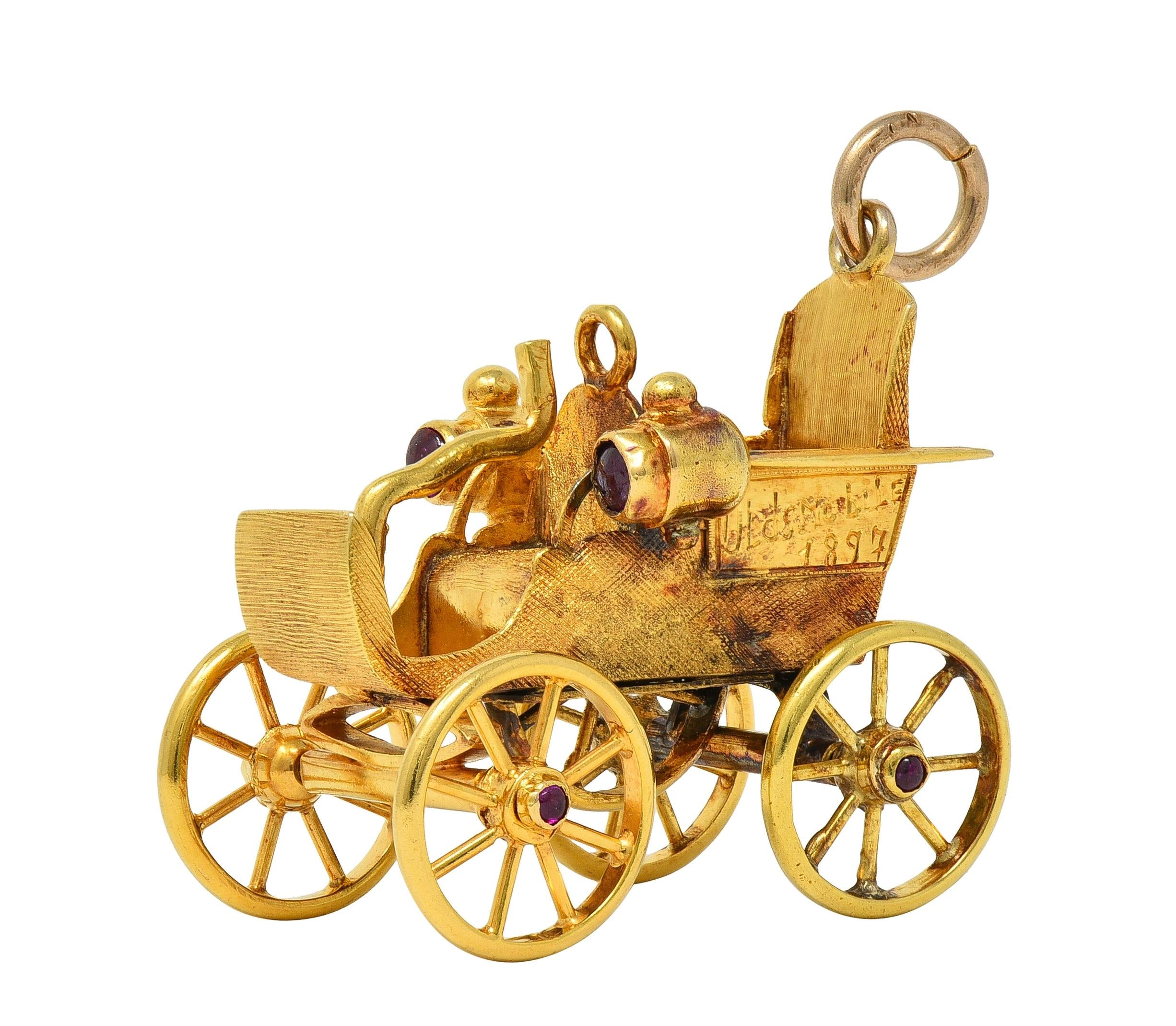 Tiffany & Co. Vintage Ruby 18 Karat Yellow Gold Antique Oldsmobile Car Pendant