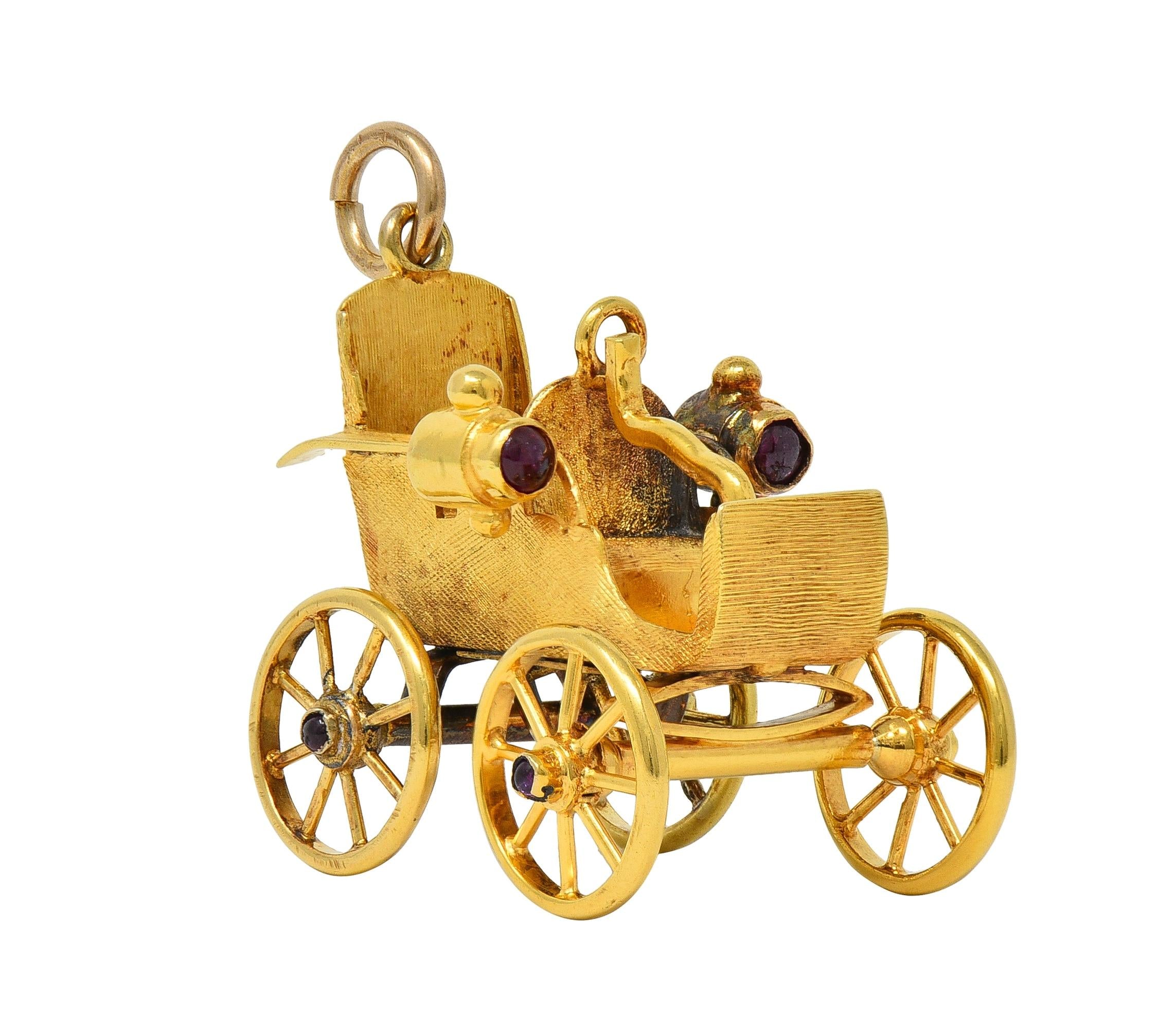 Tiffany & Co. Vintage Ruby 18 Karat Yellow Gold Antique Oldsmobile Car Pendant