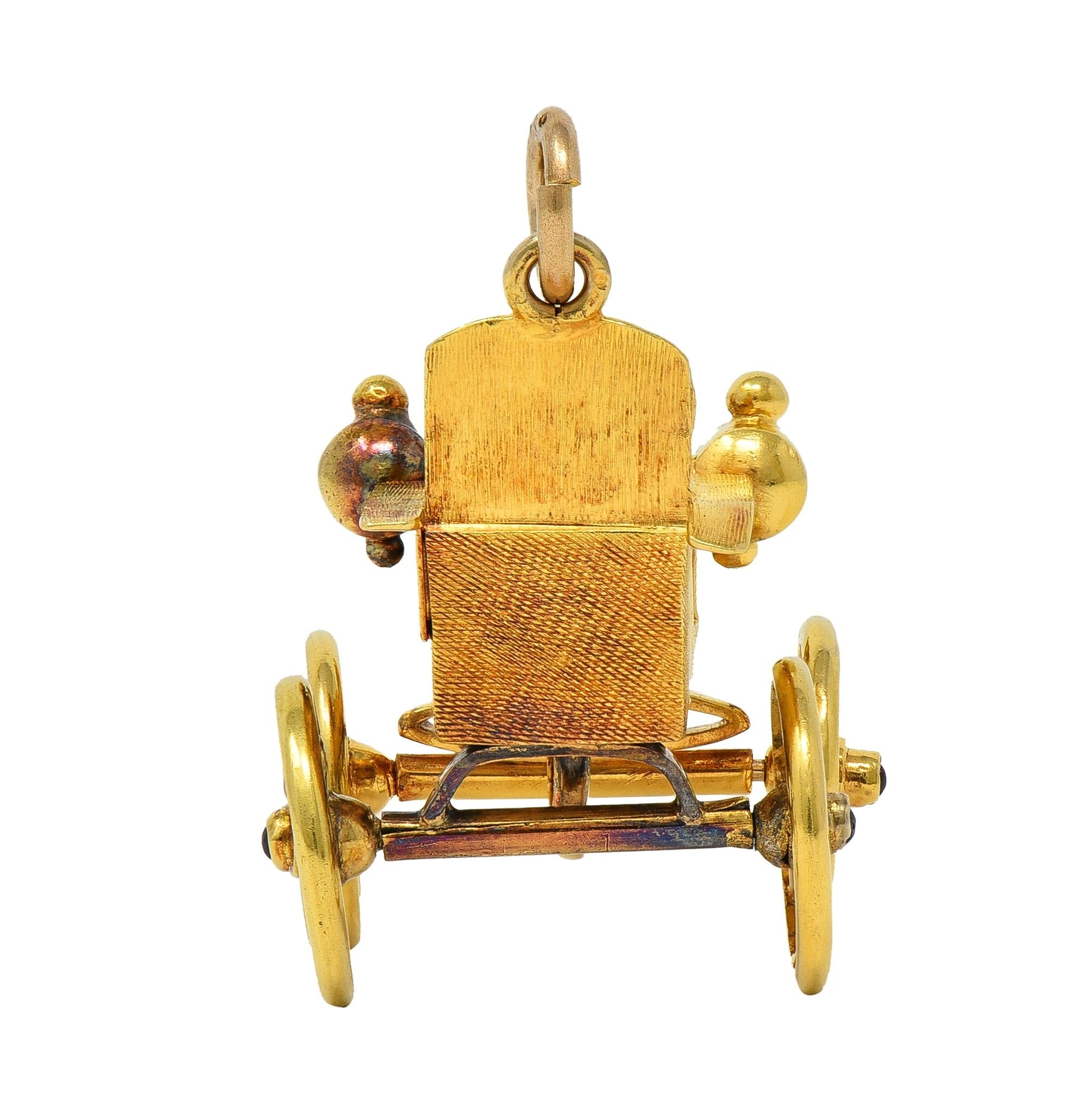 Tiffany & Co. Vintage Ruby 18 Karat Yellow Gold Antique Oldsmobile Car Pendant