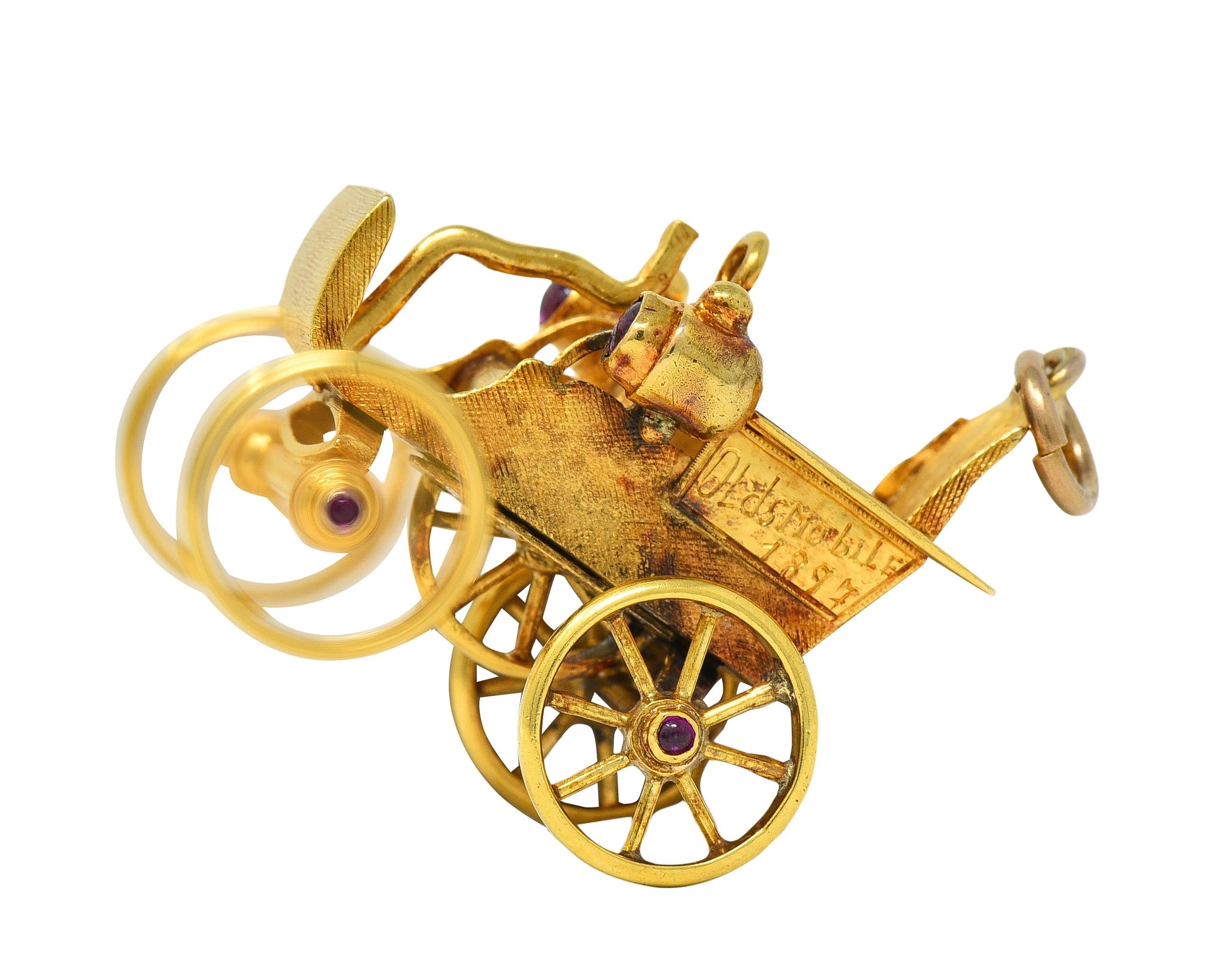 Tiffany & Co. Vintage Ruby 18 Karat Yellow Gold Antique Oldsmobile Car Pendant