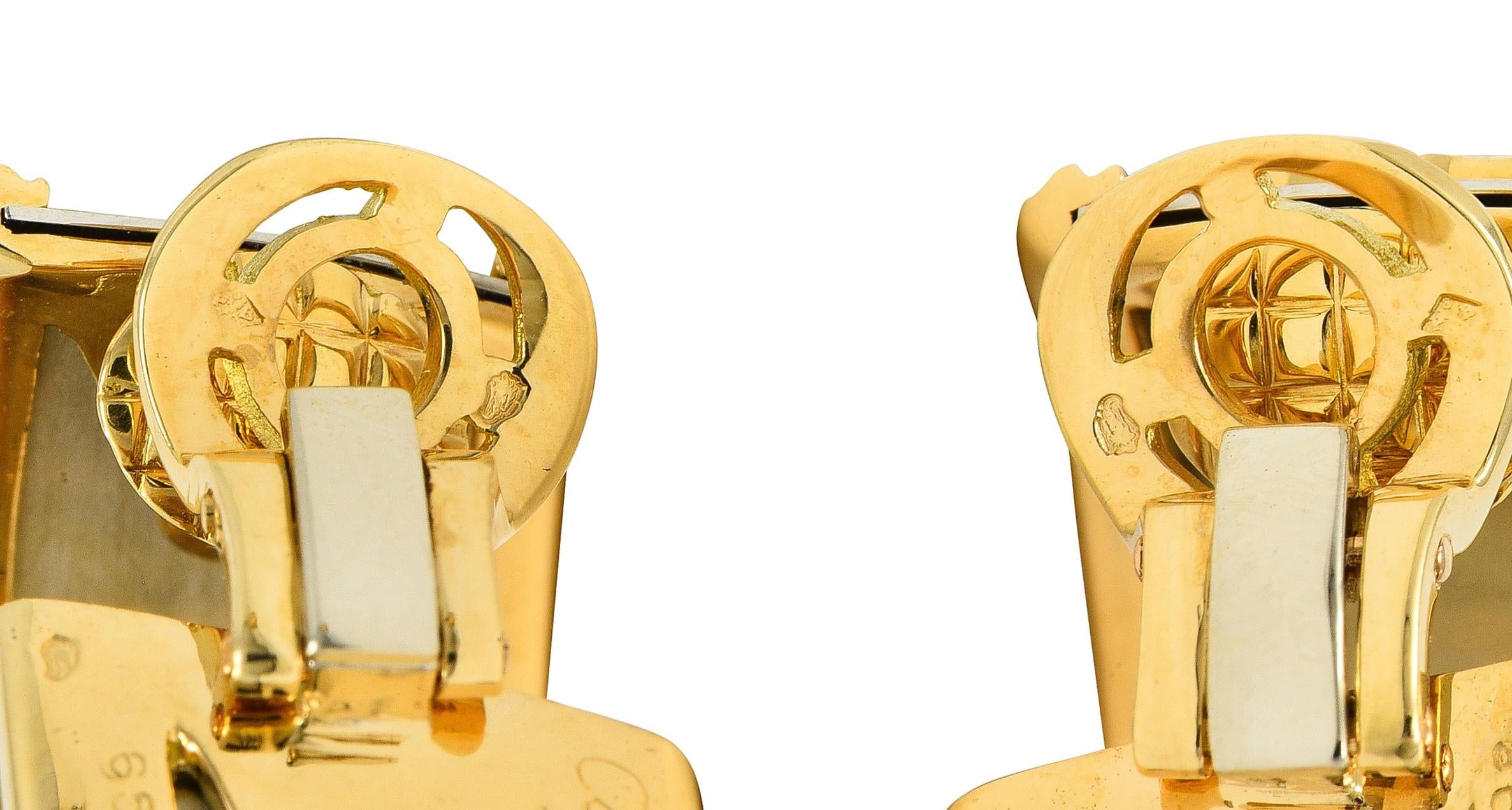 Cartier French 1990's Emerald 18K Gold Mahango Elephants Vintage J-Hoop Earrings