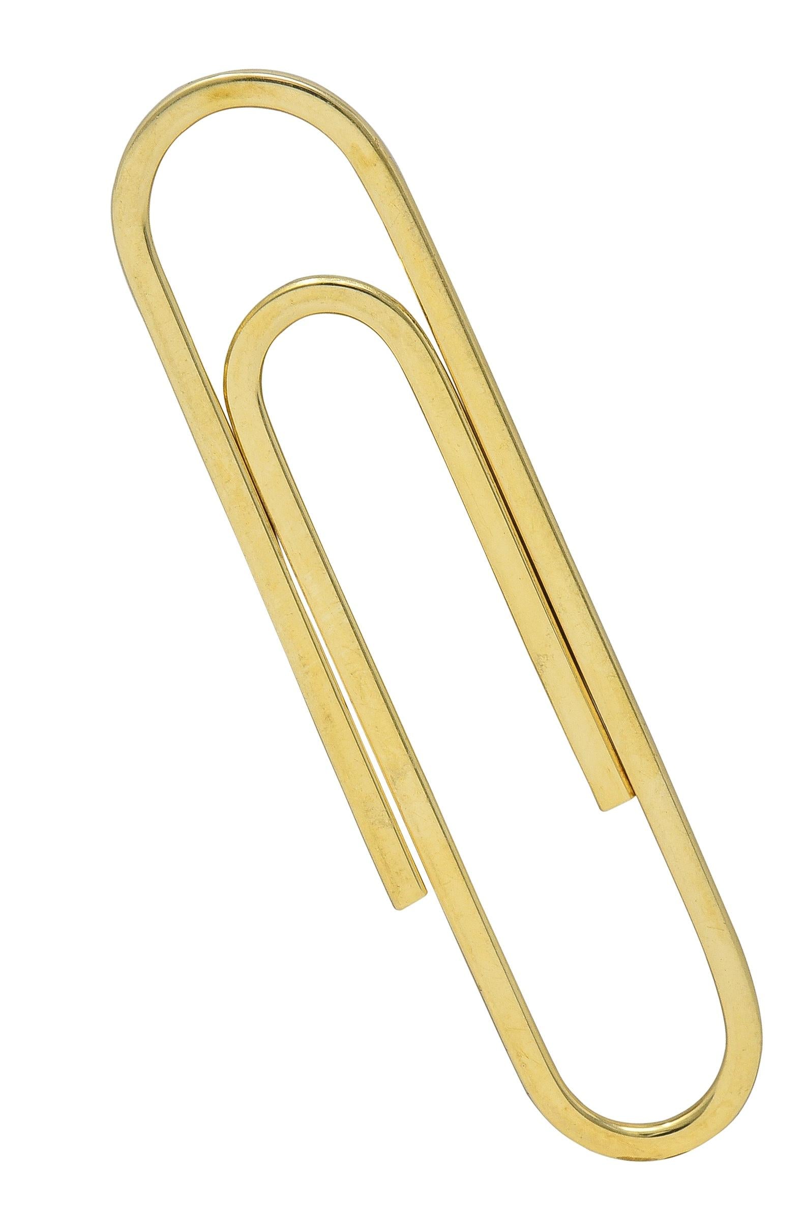 Kitsinian 1980's 14 Karat Yellow Gold Vintage Large Paperclip Pendant