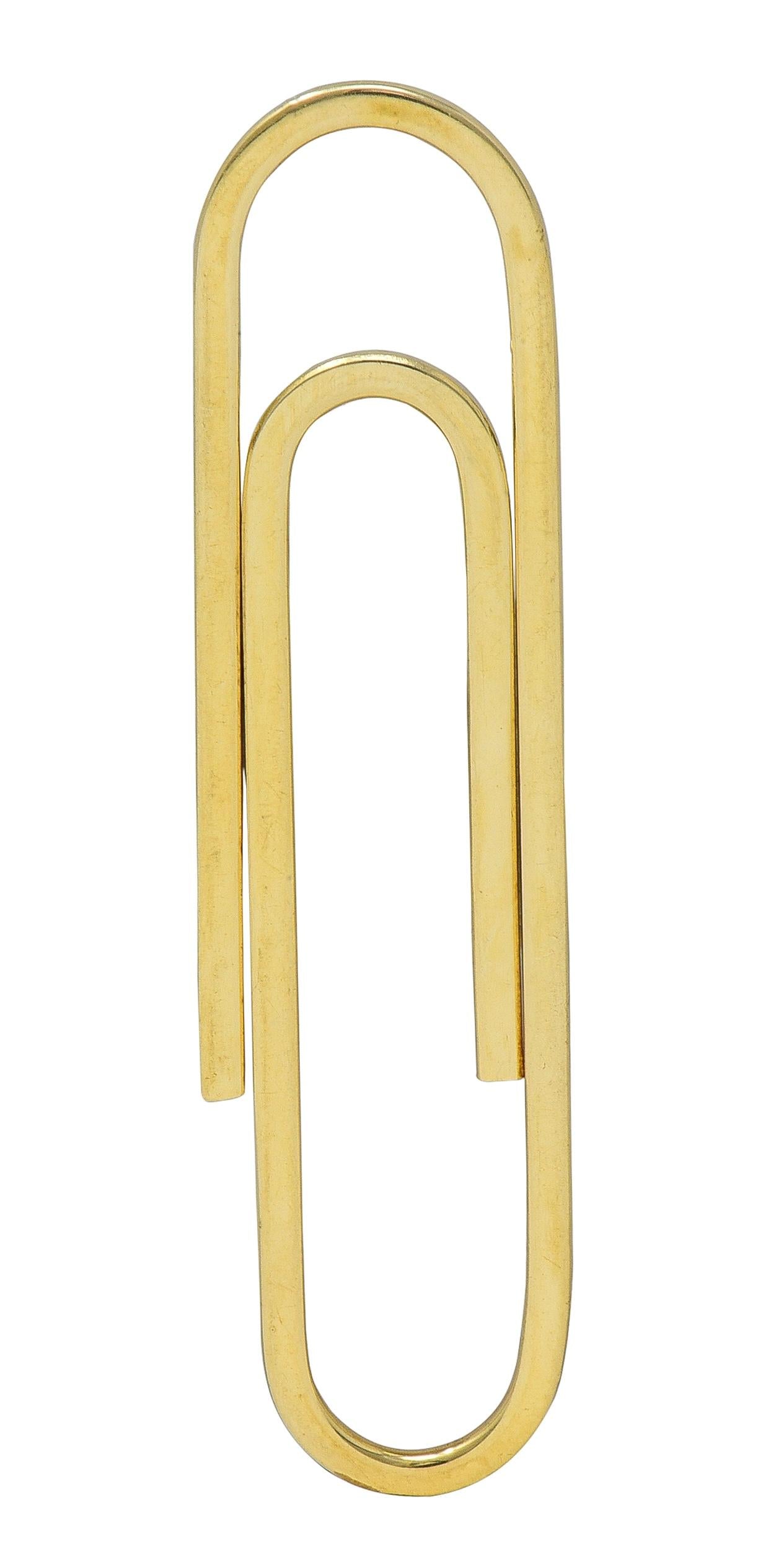 Kitsinian 1980's 14 Karat Yellow Gold Vintage Large Paperclip Pendant