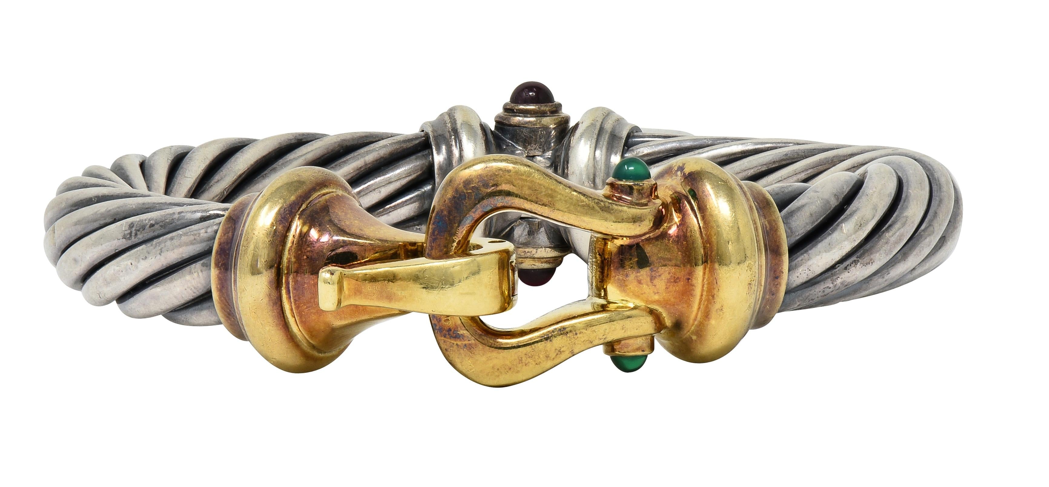 1990's David Yurman 14K Gold Silver Vintage Classic Cable Bangle Bracelet