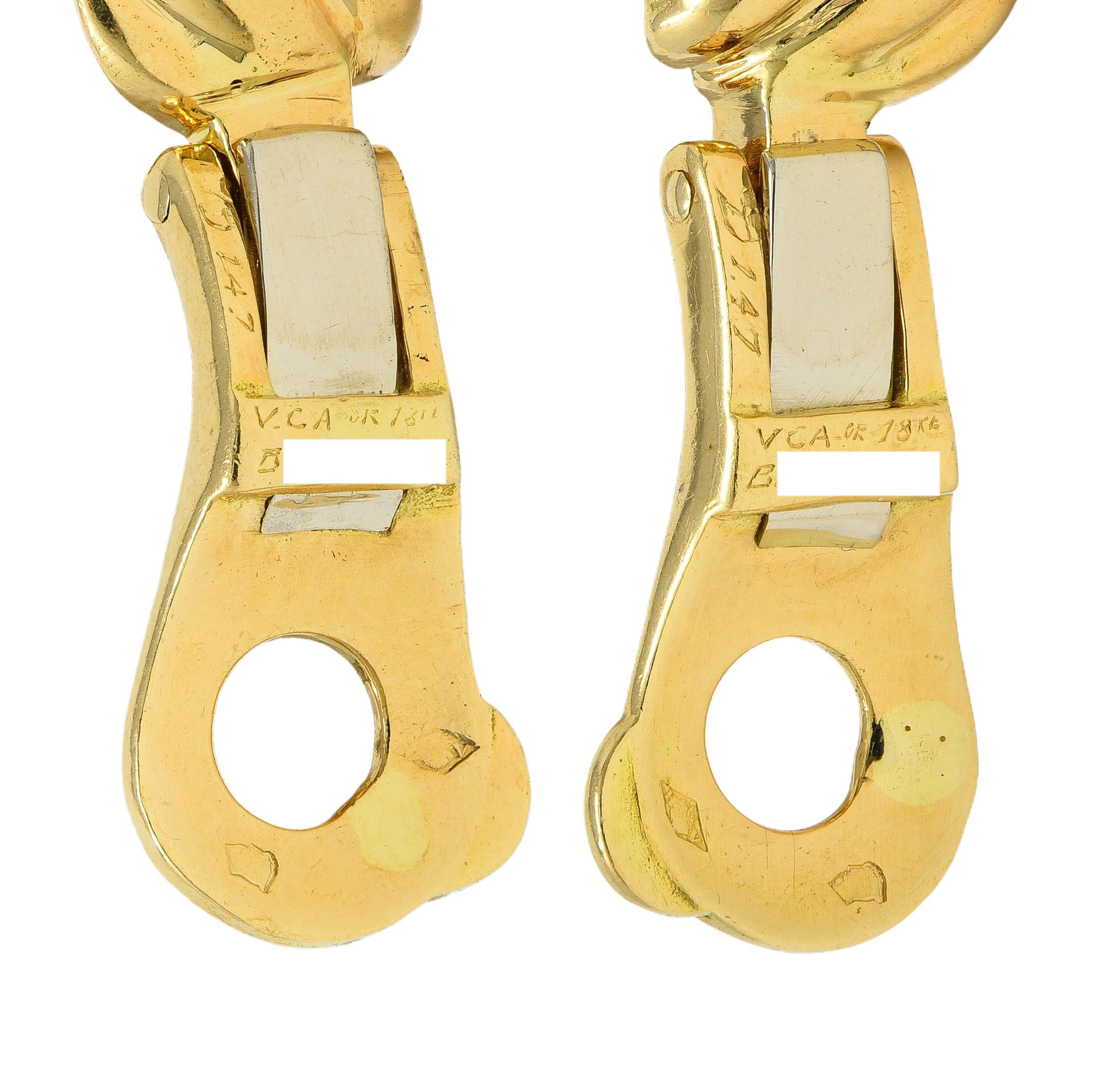 Van Cleef & Arpels French 1980's Diamond 18K Gold J-Hoop Ear-Clip Earrings