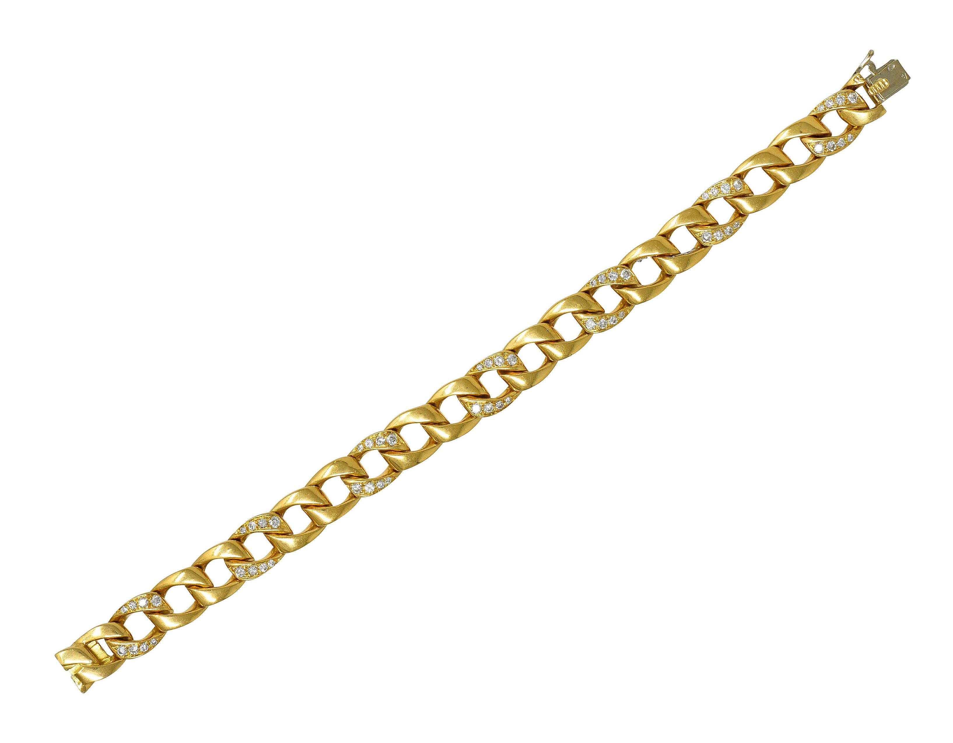 Cartier Georges L'Enfant 1970's Diamond 18K Gold Vintage Curb Link Bracelet