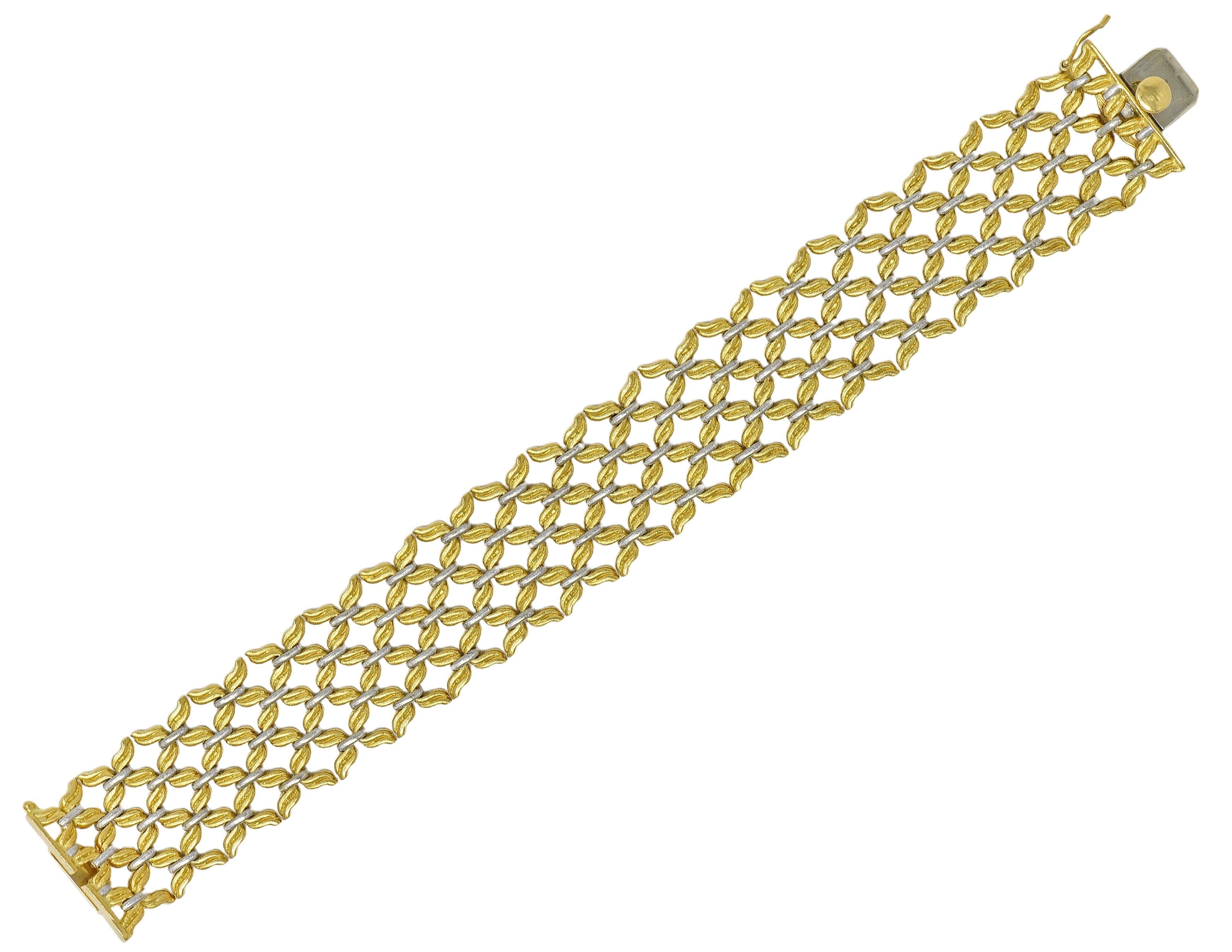 Buccellati 1980's 18 Karat Two-Tone Gold Vintage Woven Link Bracelet