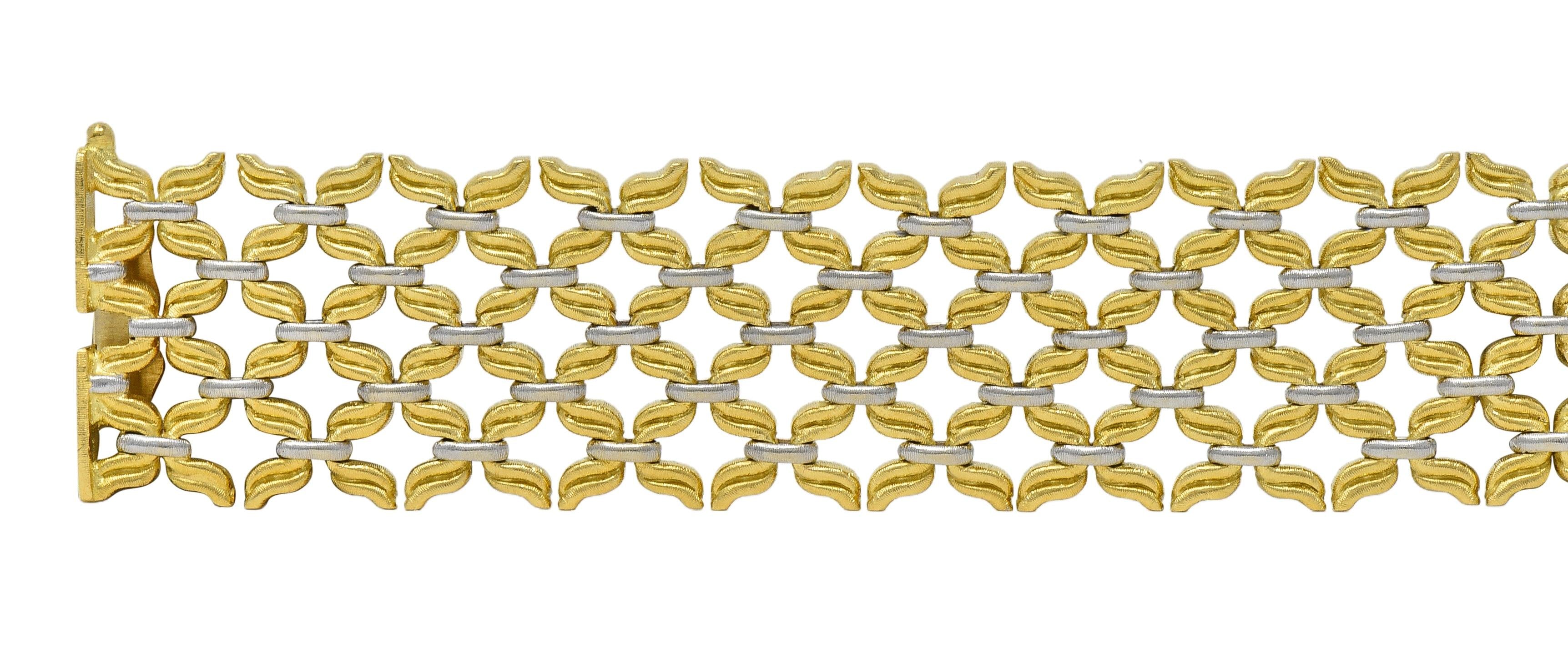 Buccellati 1980's 18 Karat Two-Tone Gold Vintage Woven Link Bracelet