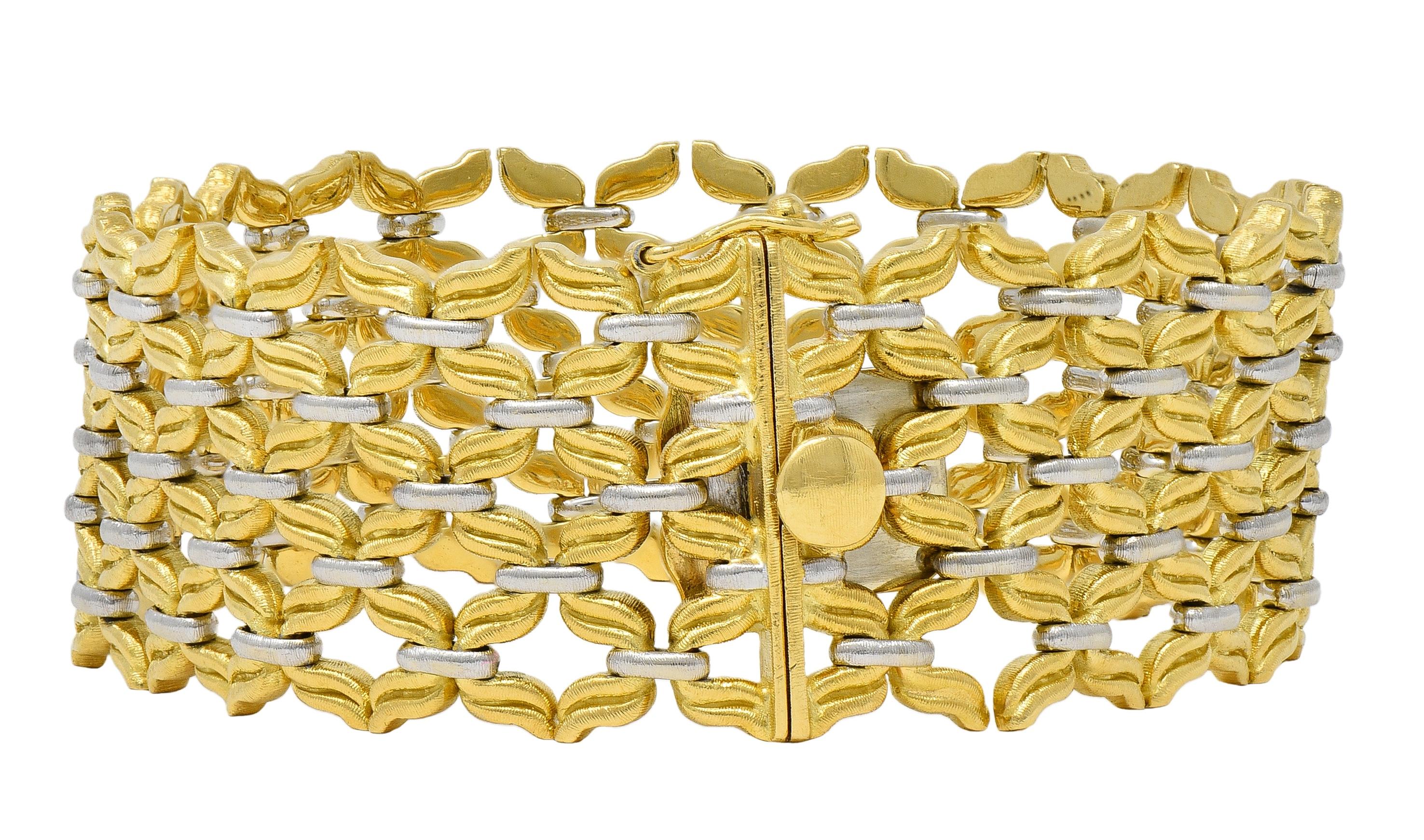 Buccellati 1980's 18 Karat Two-Tone Gold Vintage Woven Link Bracelet