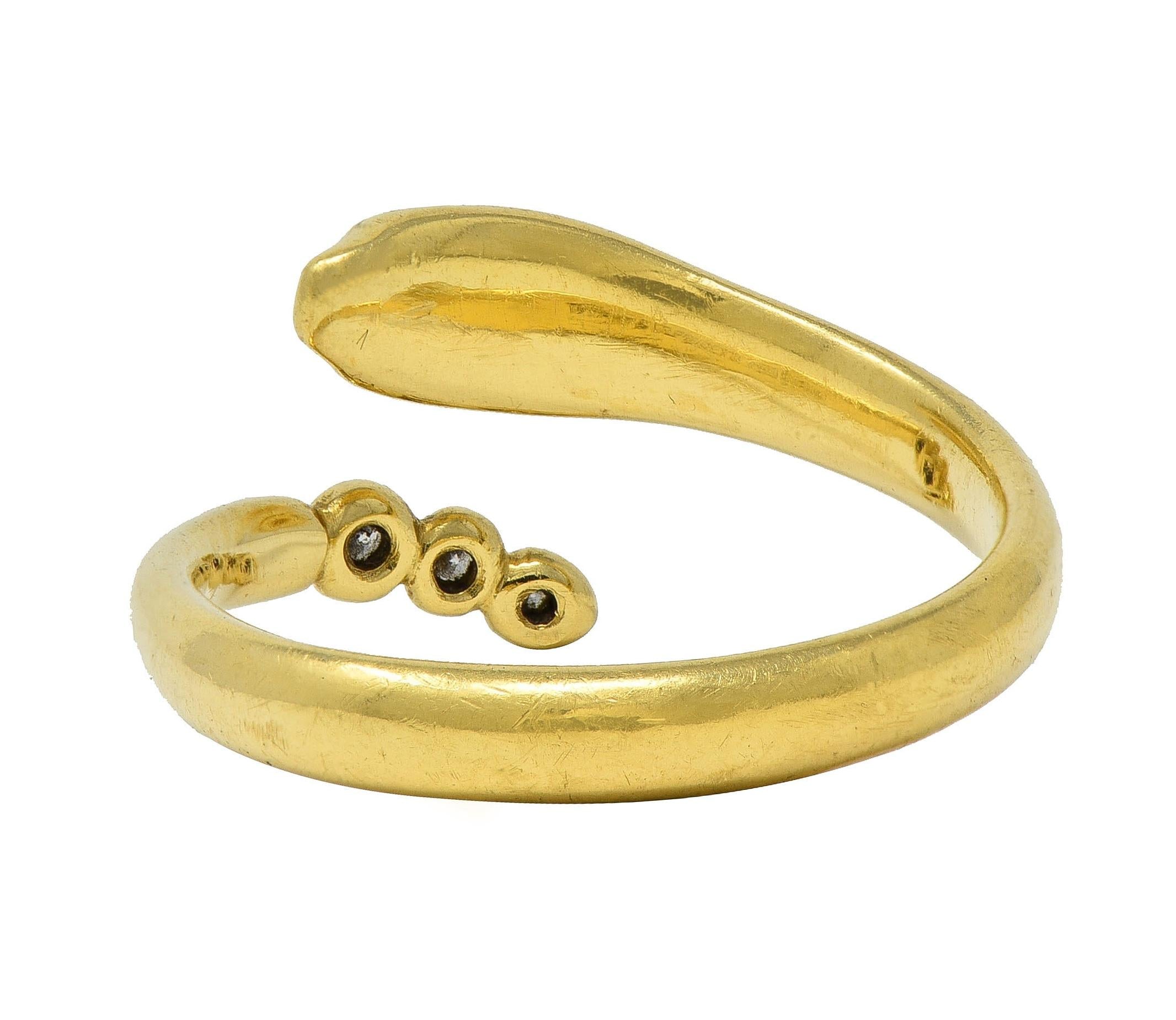 Elsa Peretti Tiffany & Co. Diamond 18 Karat Yellow Gold Snake Bypass Ring