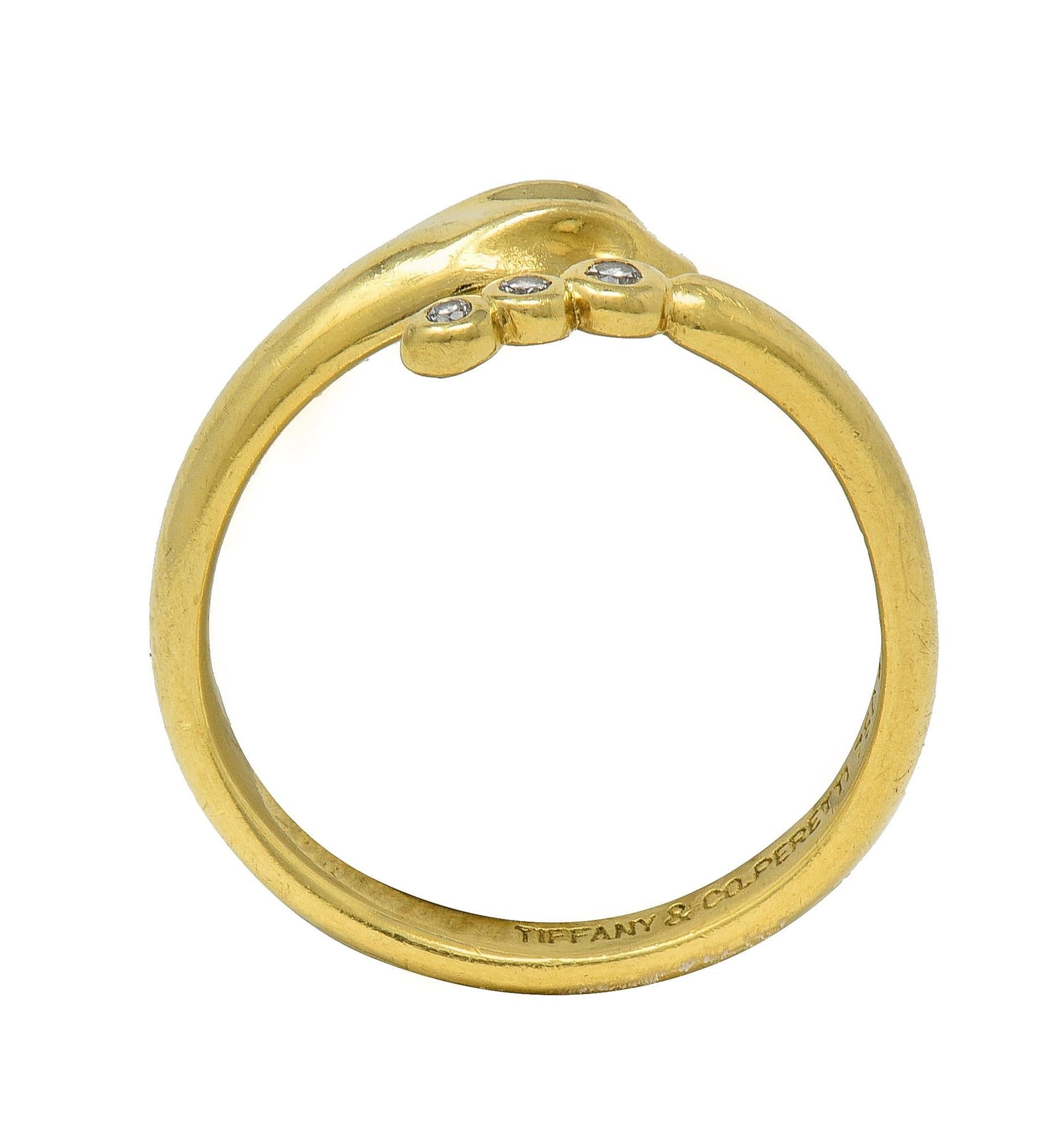 Elsa Peretti Tiffany & Co. Diamond 18 Karat Yellow Gold Snake Bypass Ring