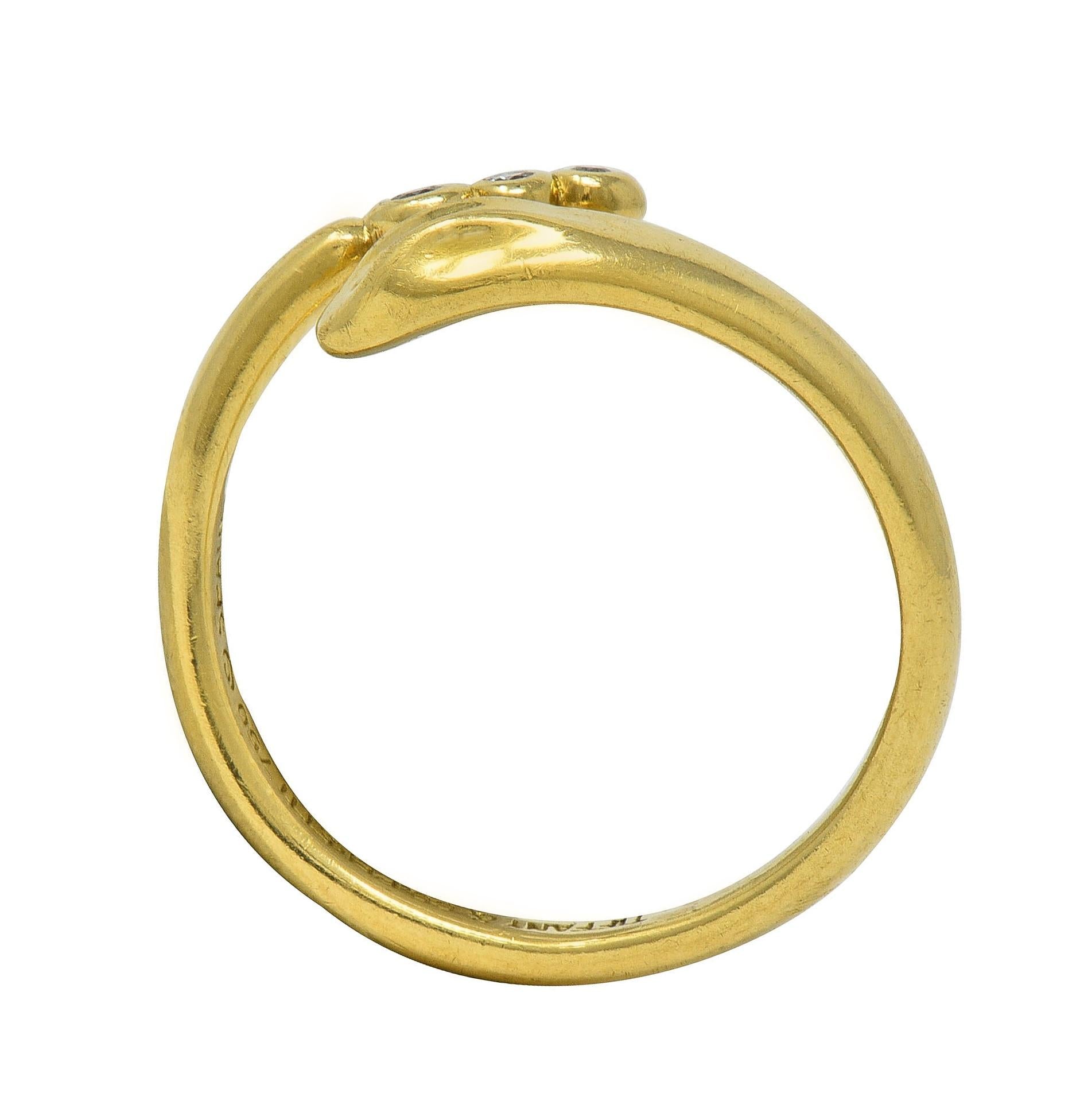 Elsa Peretti Tiffany & Co. Diamond 18 Karat Yellow Gold Snake Bypass Ring