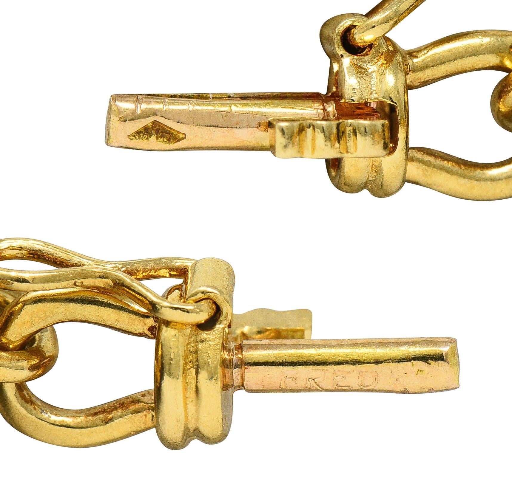 Fred Paris 1960's Horn 18K Yellow Gold Vintage Bead Station Chain Necklace