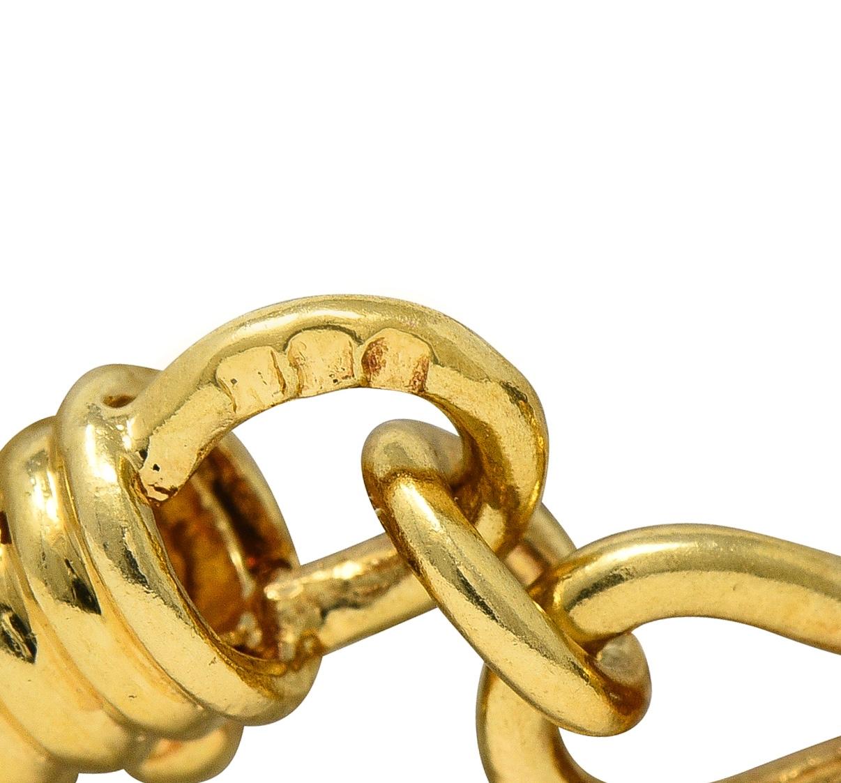 Fred Paris 1960's Horn 18K Yellow Gold Vintage Bead Station Chain Necklace