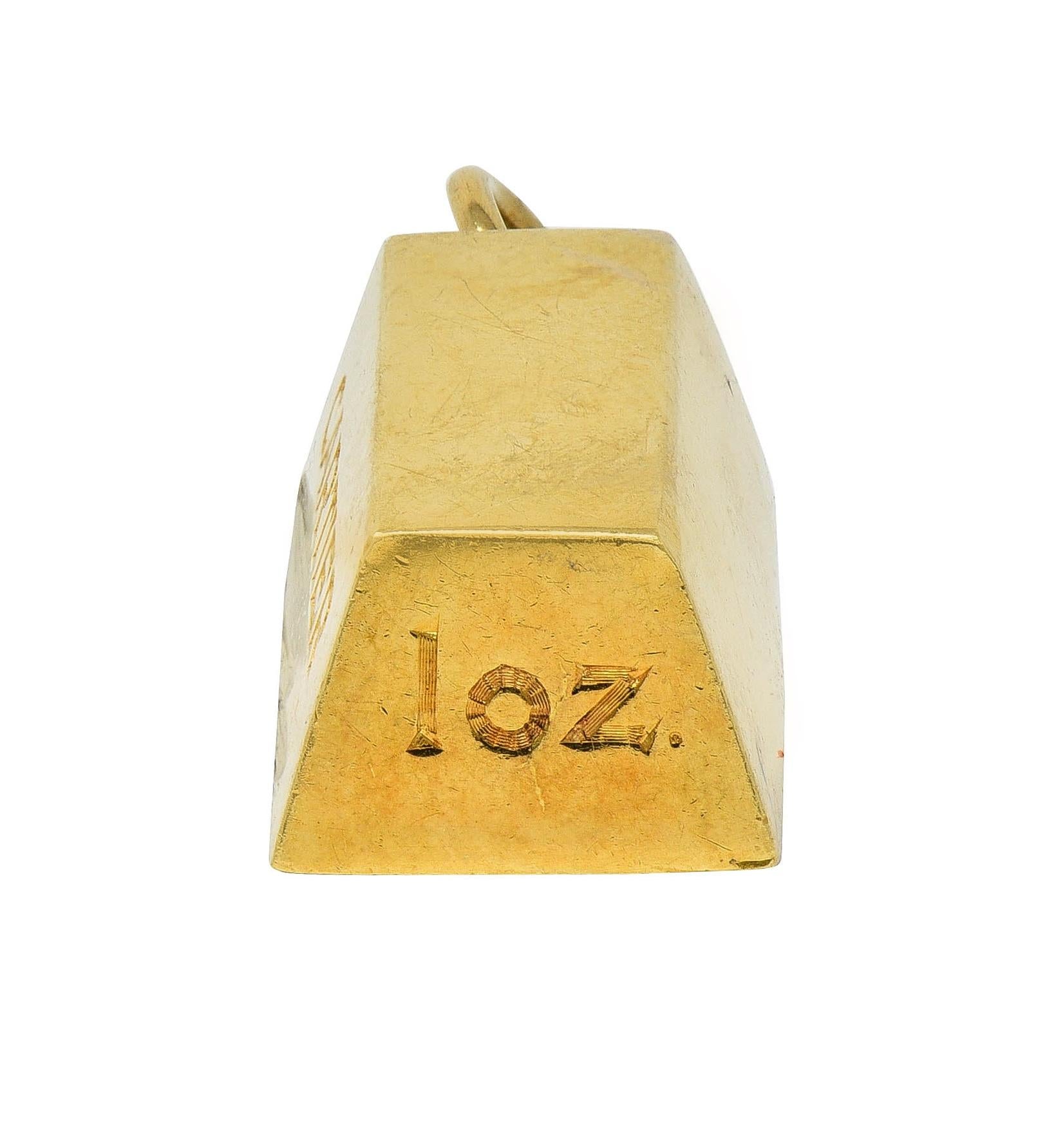 Cartier 1970's 18 Karat Yellow Gold Vintage 1 Ounce Gold Bar Ingot Pendant Charm