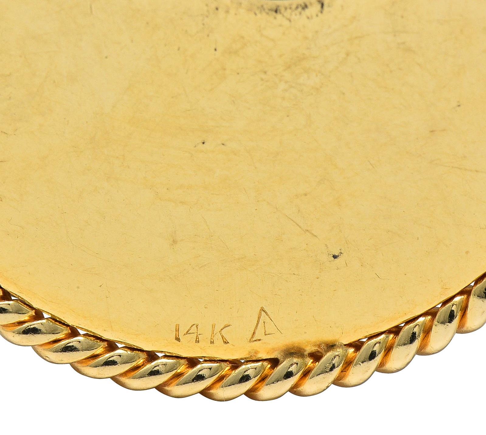 1950's Diamond 14 Karat Yellow Gold Vintage Wishing Well Pendant Charm