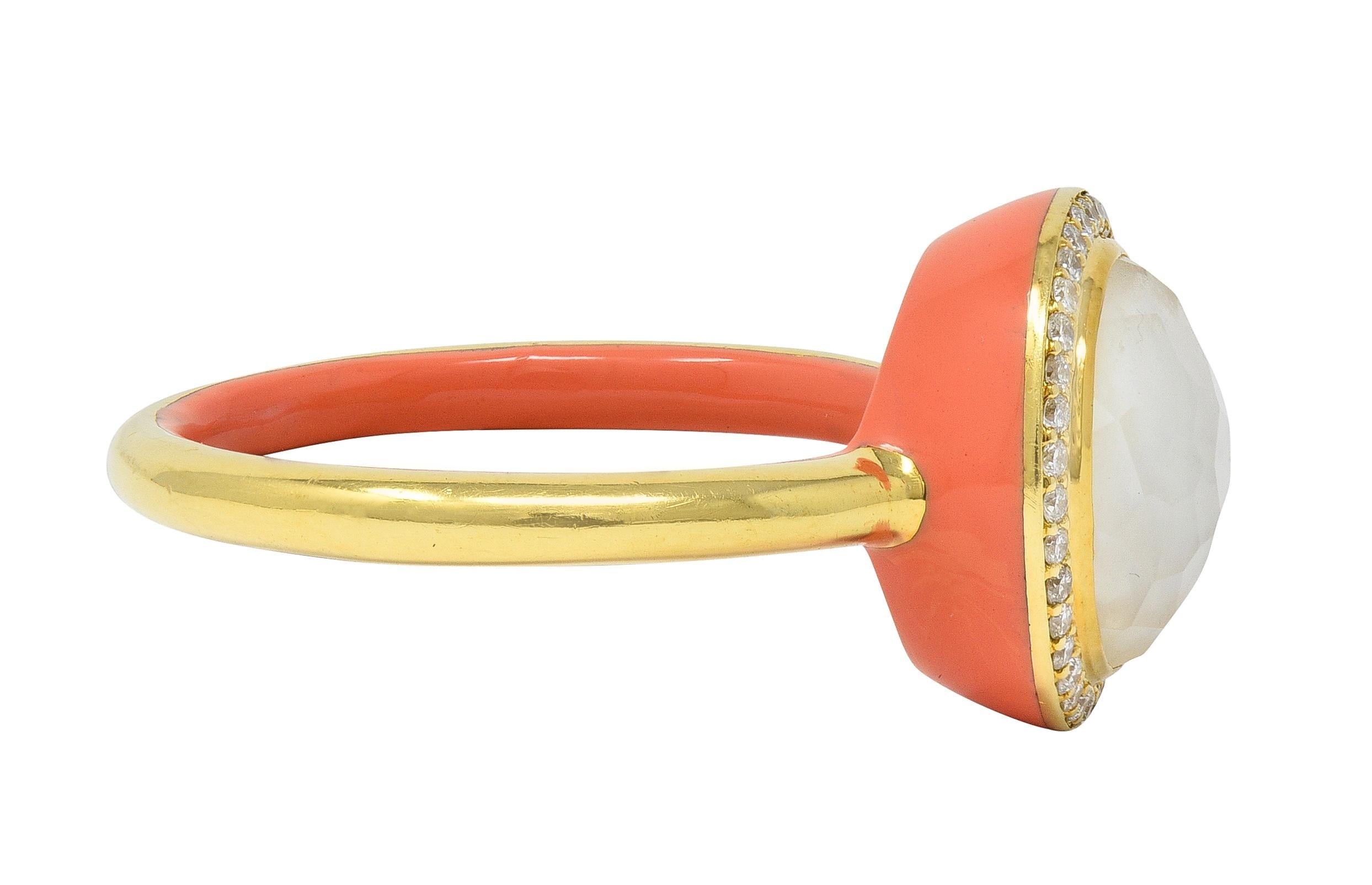 Ippolita Contemporary Diamond Mother-Of-Pearl Quartz Enamel 18K Lollipop Ring