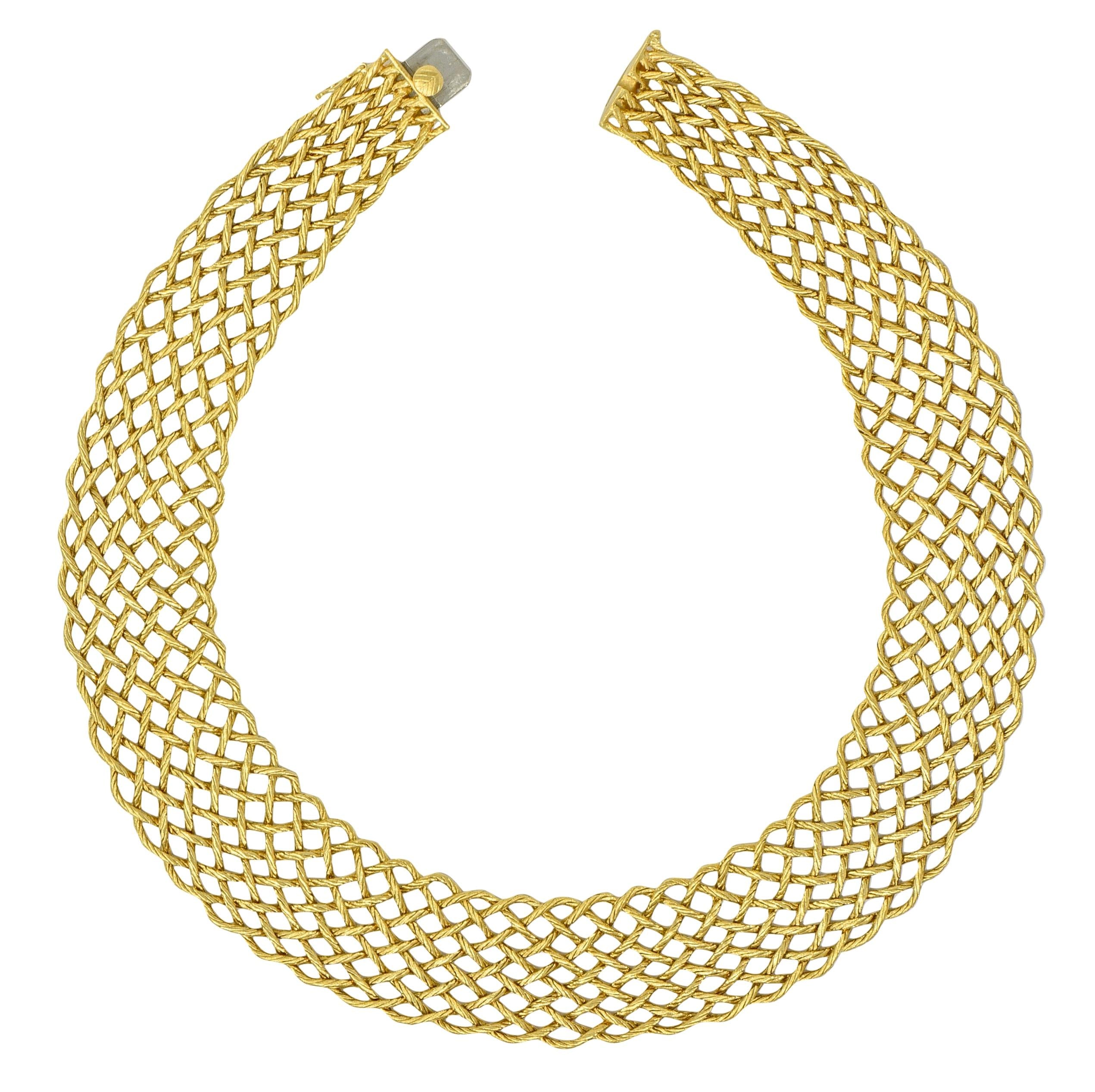 Buccellati 18 Karat Yellow Gold Vintage Woven Crepe de Chine Collar Necklace
