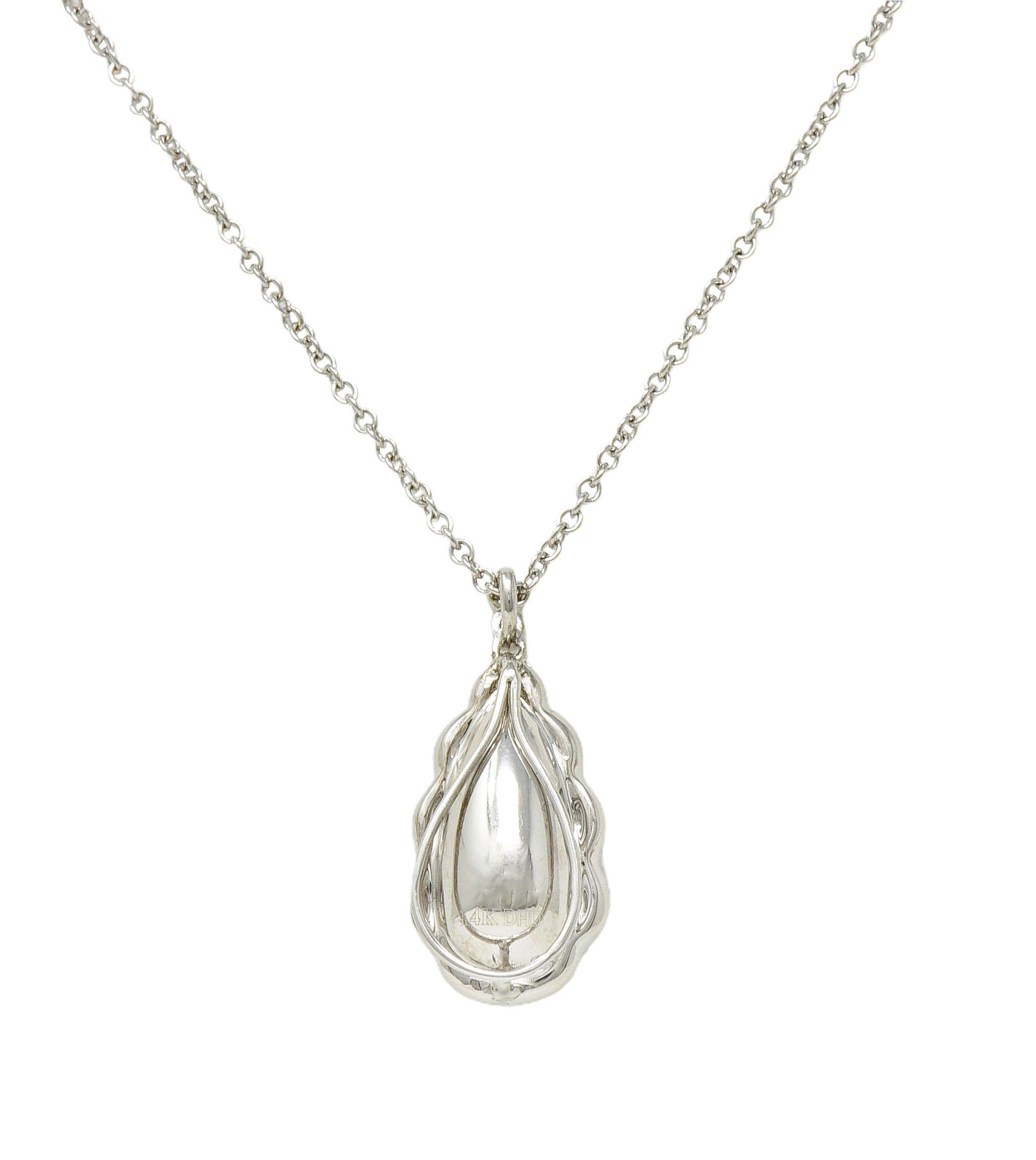Contemporary 4.42 CTW Aquamarine Diamond 14 Karat White Gold Pendant Necklace