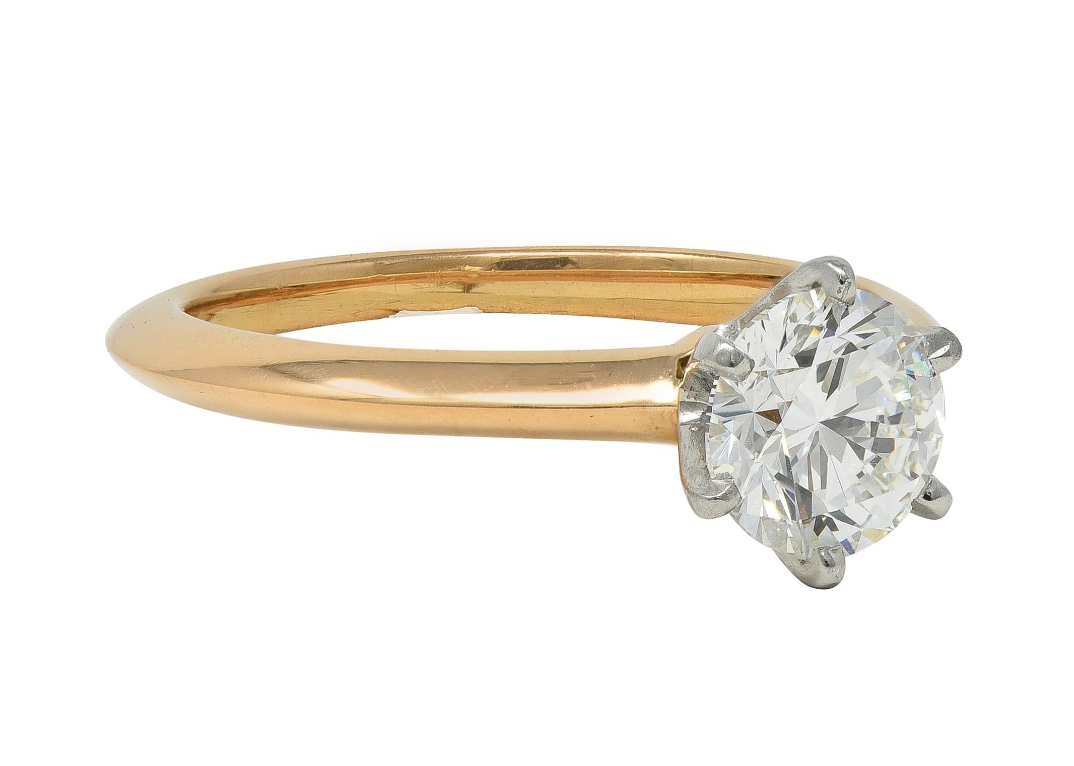 Tiffany & Co. 1.01 CT Diamond Platinum 18K Gold Solitaire Engagement Ring GIA