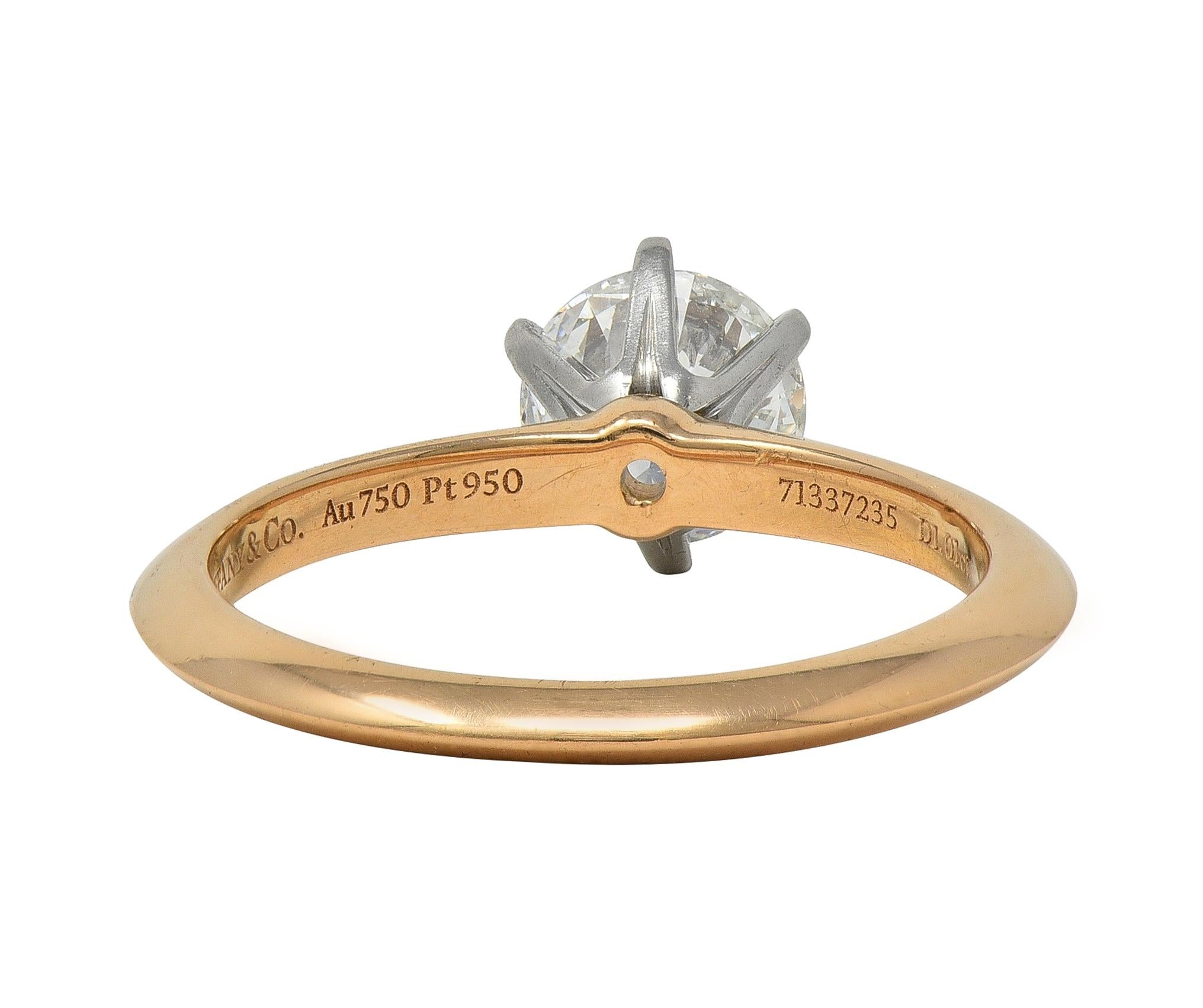 Tiffany & Co. 1.01 CT Diamond Platinum 18K Gold Solitaire Engagement Ring GIA