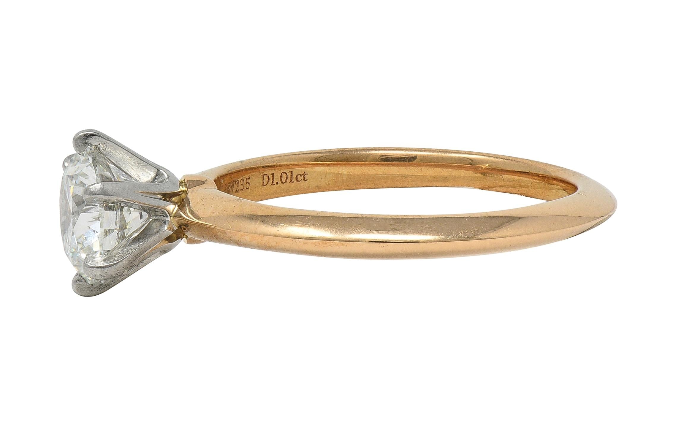 Tiffany & Co. 1.01 CT Diamond Platinum 18K Gold Solitaire Engagement Ring GIA