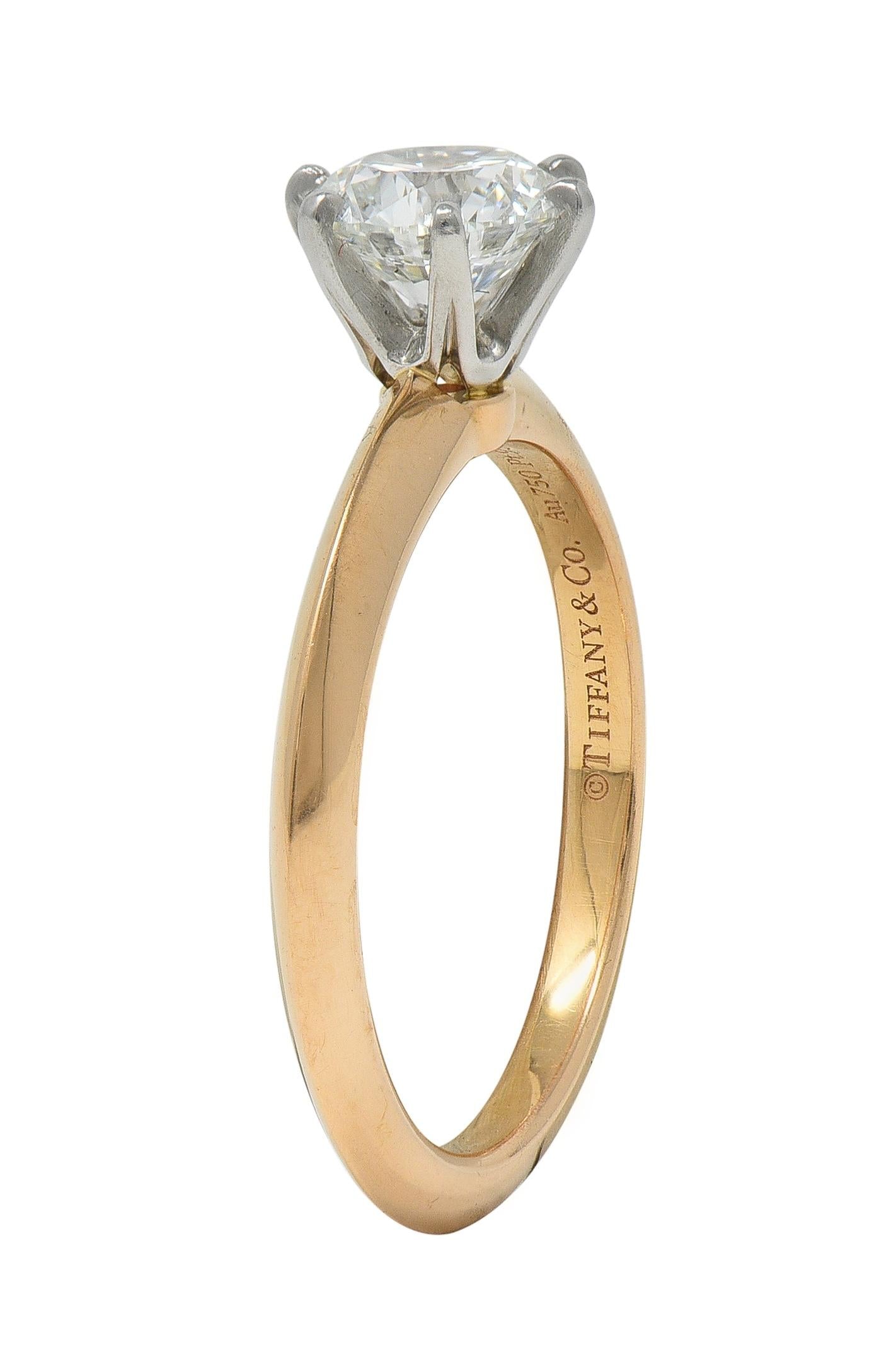 Tiffany & Co. 1.01 CT Diamond Platinum 18K Gold Solitaire Engagement Ring GIA