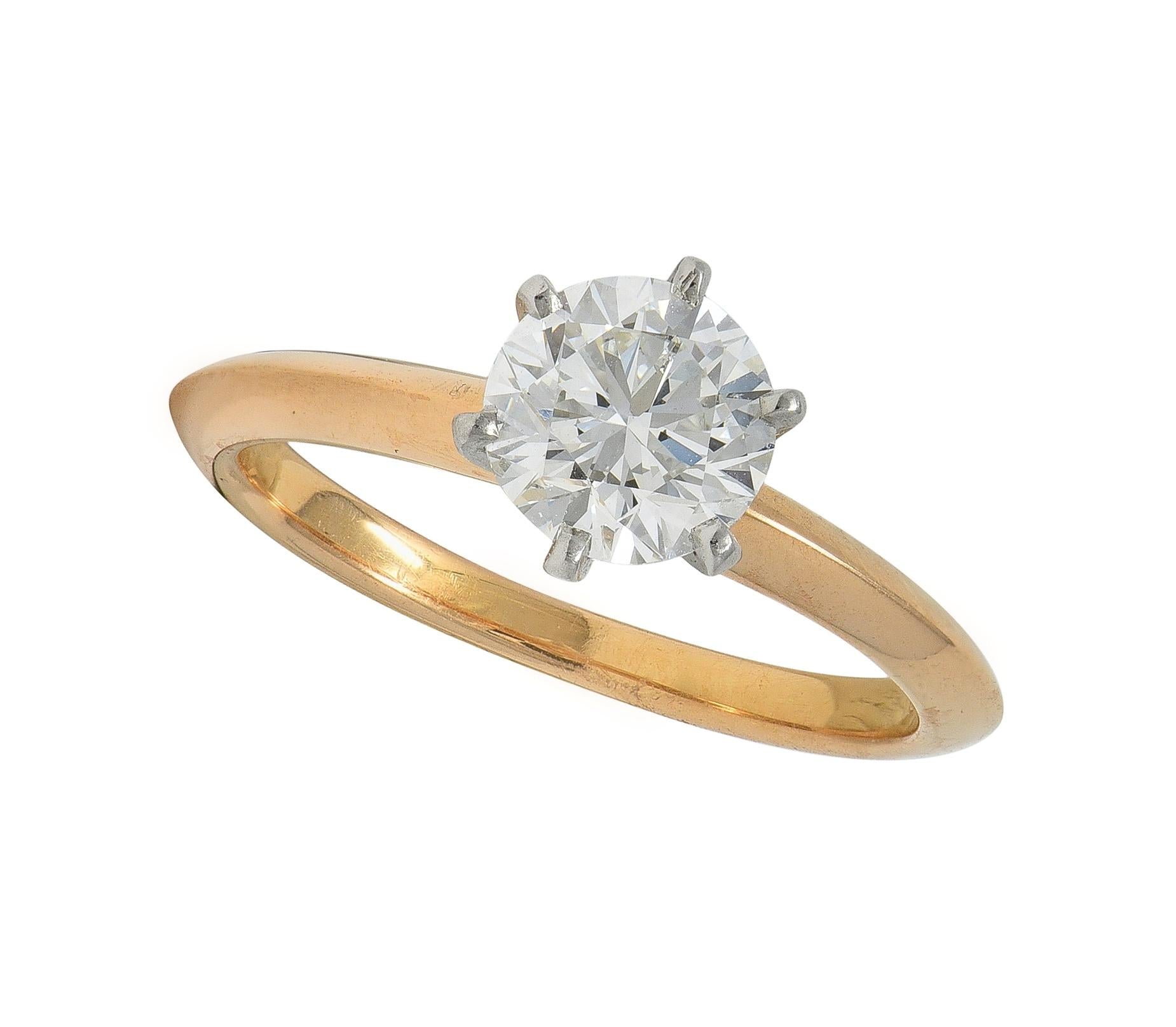 Tiffany & Co. 1.01 CT Diamond Platinum 18K Gold Solitaire Engagement Ring GIA