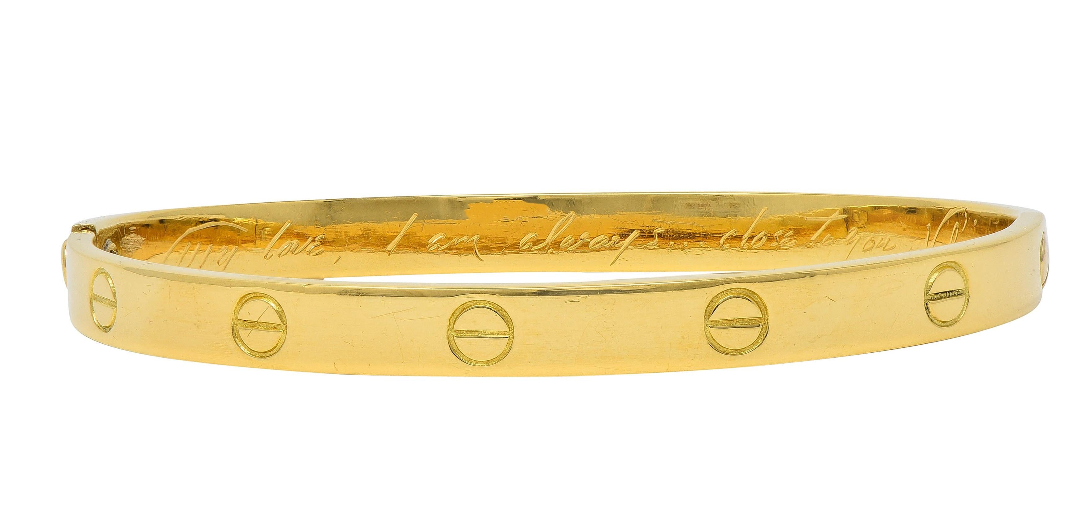 Cartier Aldo Cipullo 1970 18 Karat Yellow Gold Vintage Love Bangle Bracelet
