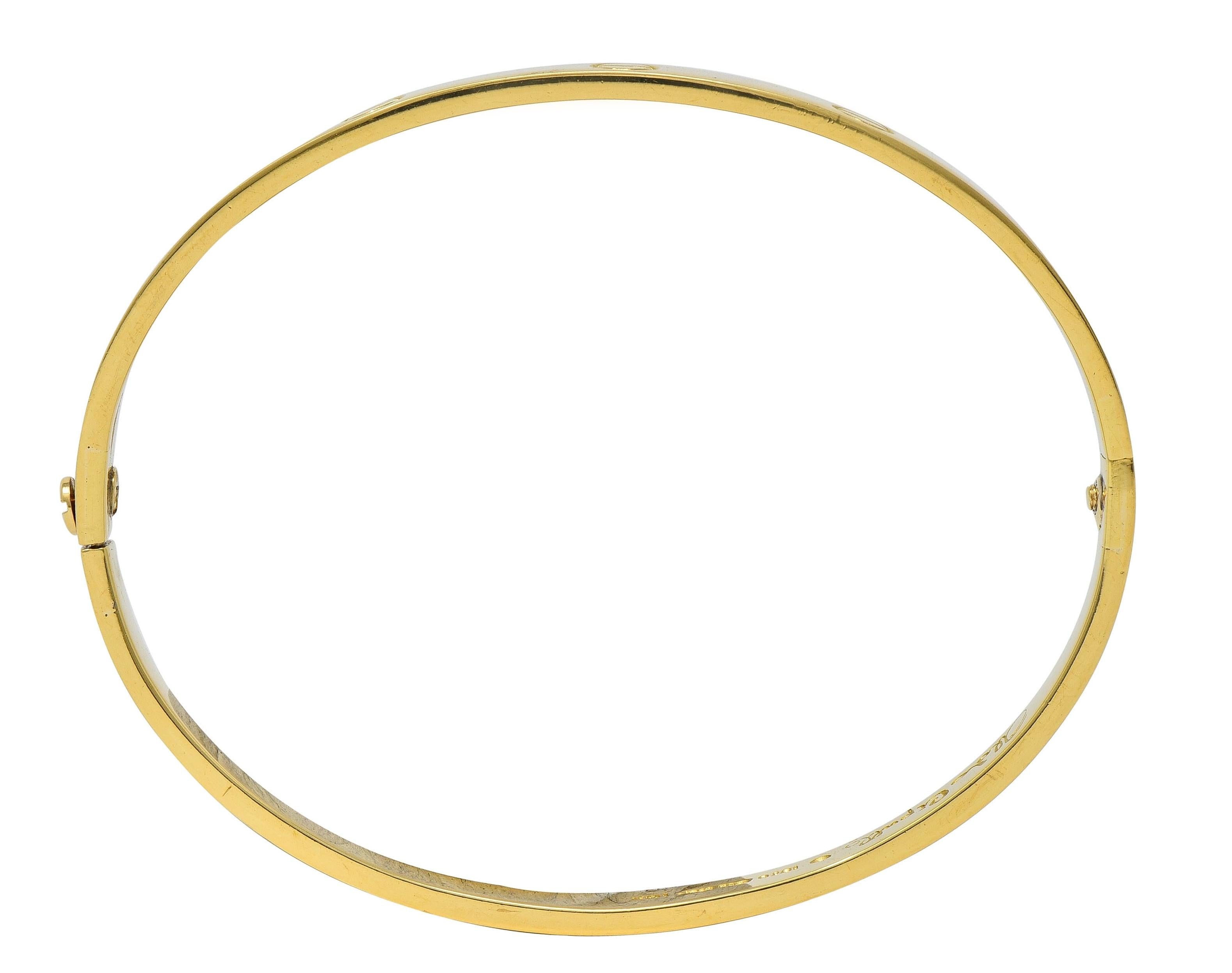 Cartier Aldo Cipullo 1970 18 Karat Yellow Gold Vintage Love Bangle Bracelet