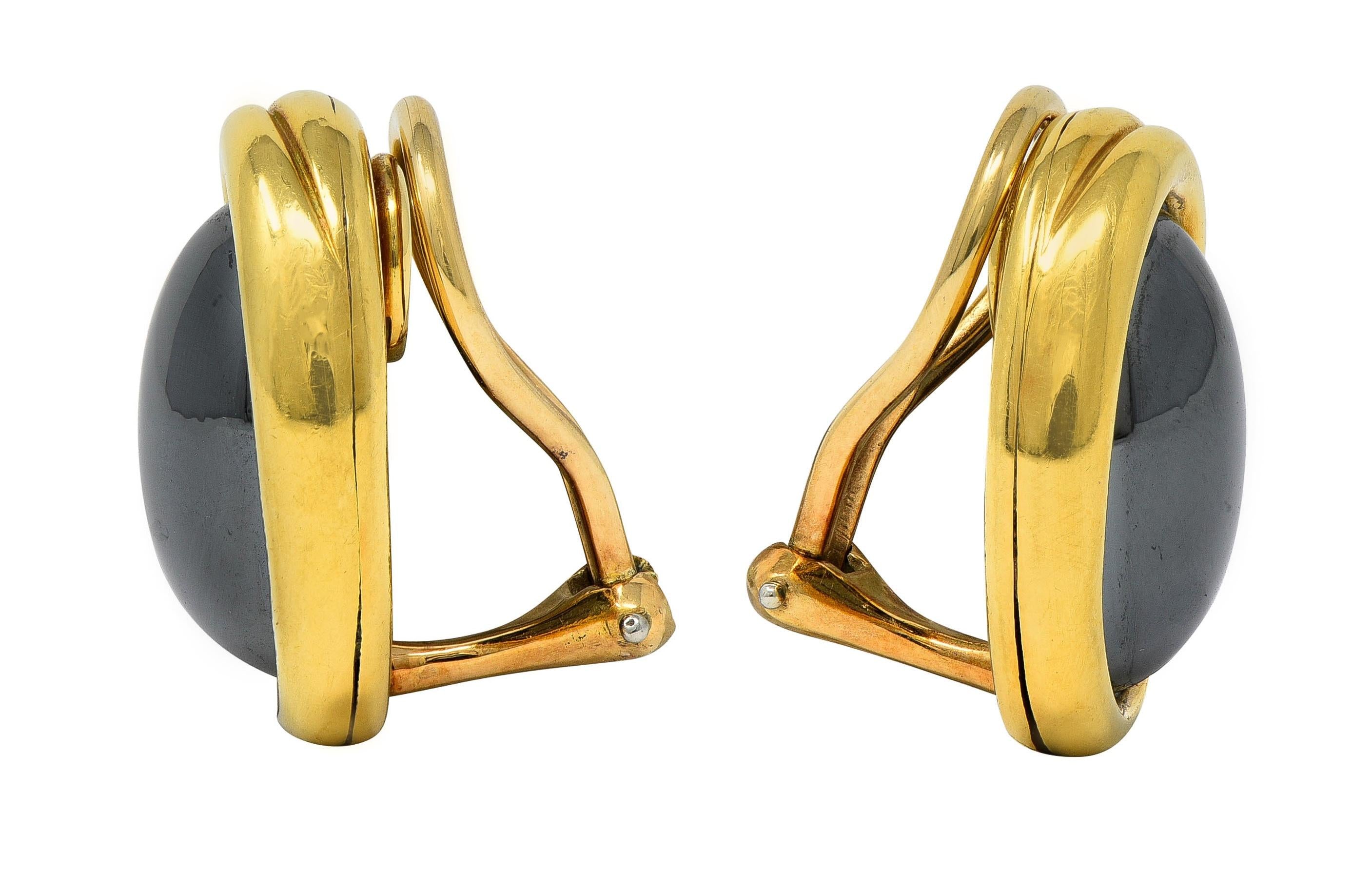 Angela Cummings Tiffany & Co. 1981 Hematite 18K Gold Vintage Ear-Clip Earrings