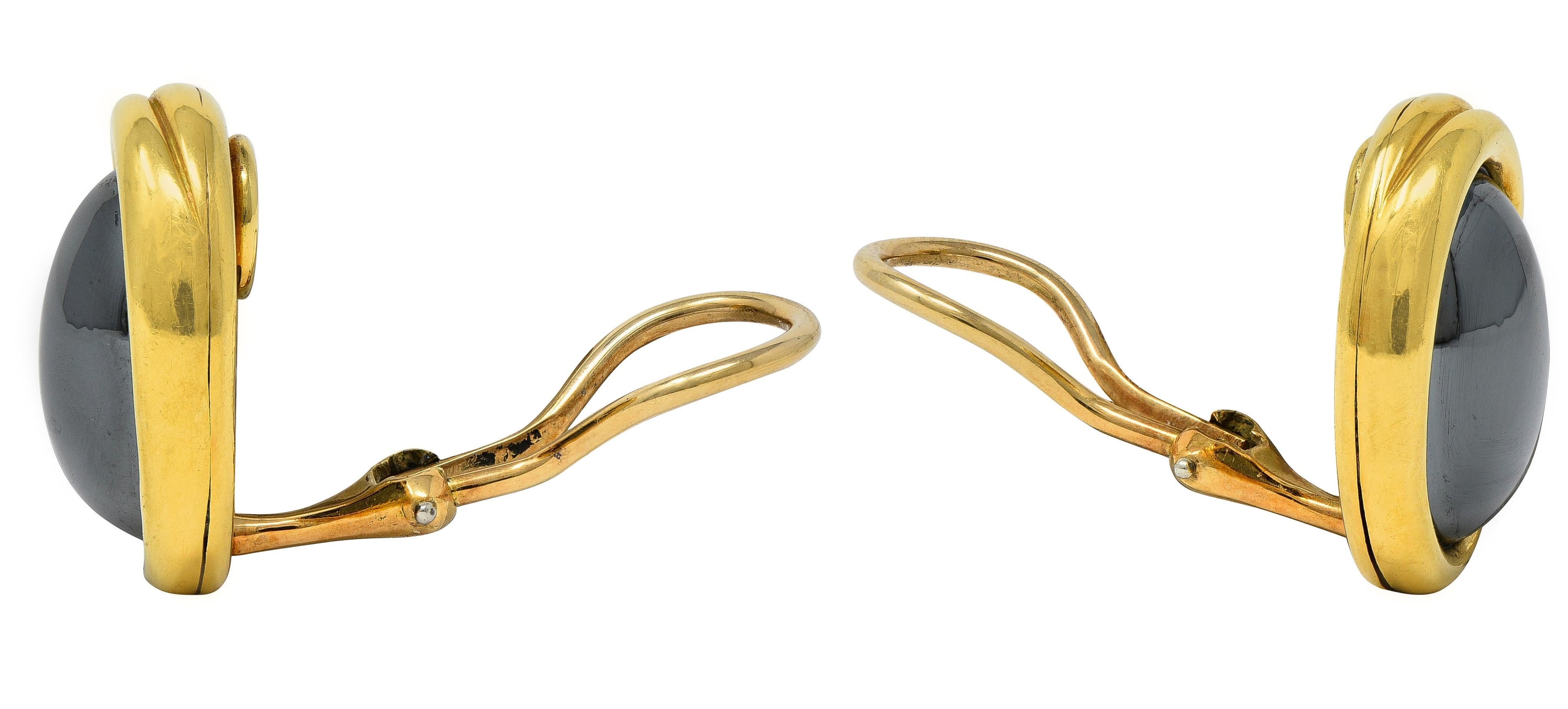 Angela Cummings Tiffany & Co. 1981 Hematite 18K Gold Vintage Ear-Clip Earrings