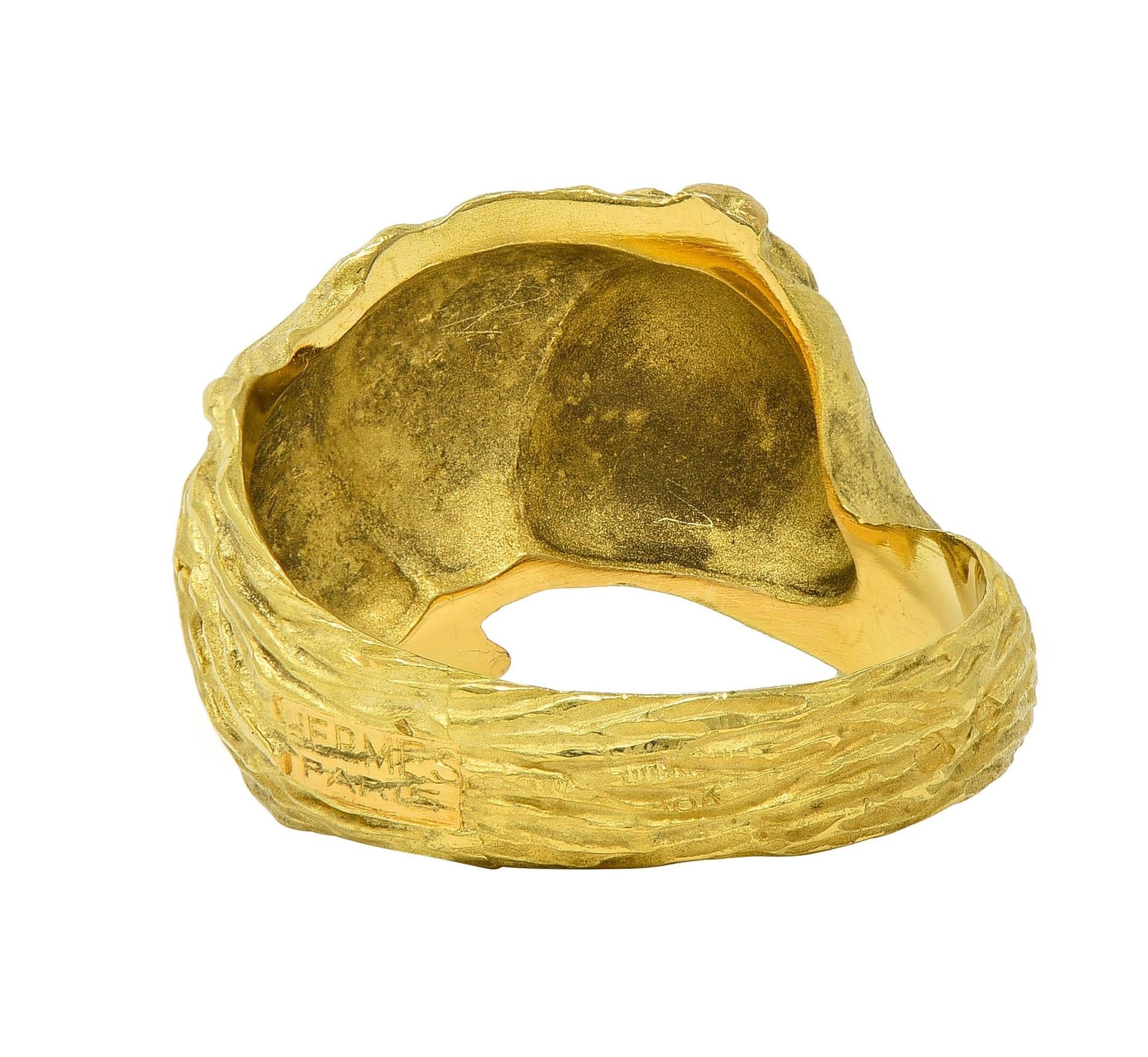 Hermès Paris 18 Karat Yellow Gold Vintage 1960's Horse Animal Ring