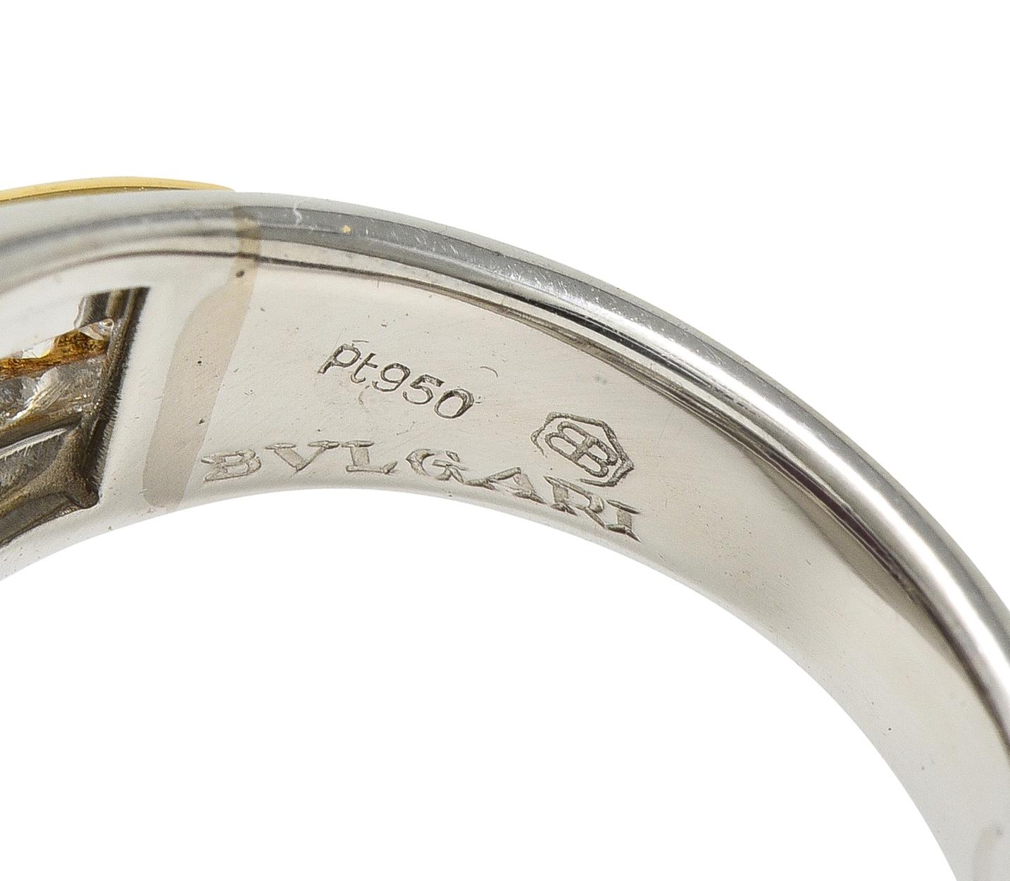 Bulgari 1970's Ruby Diamond Platinum 18 Karat Yellow Gold Vintage Bombé Ring