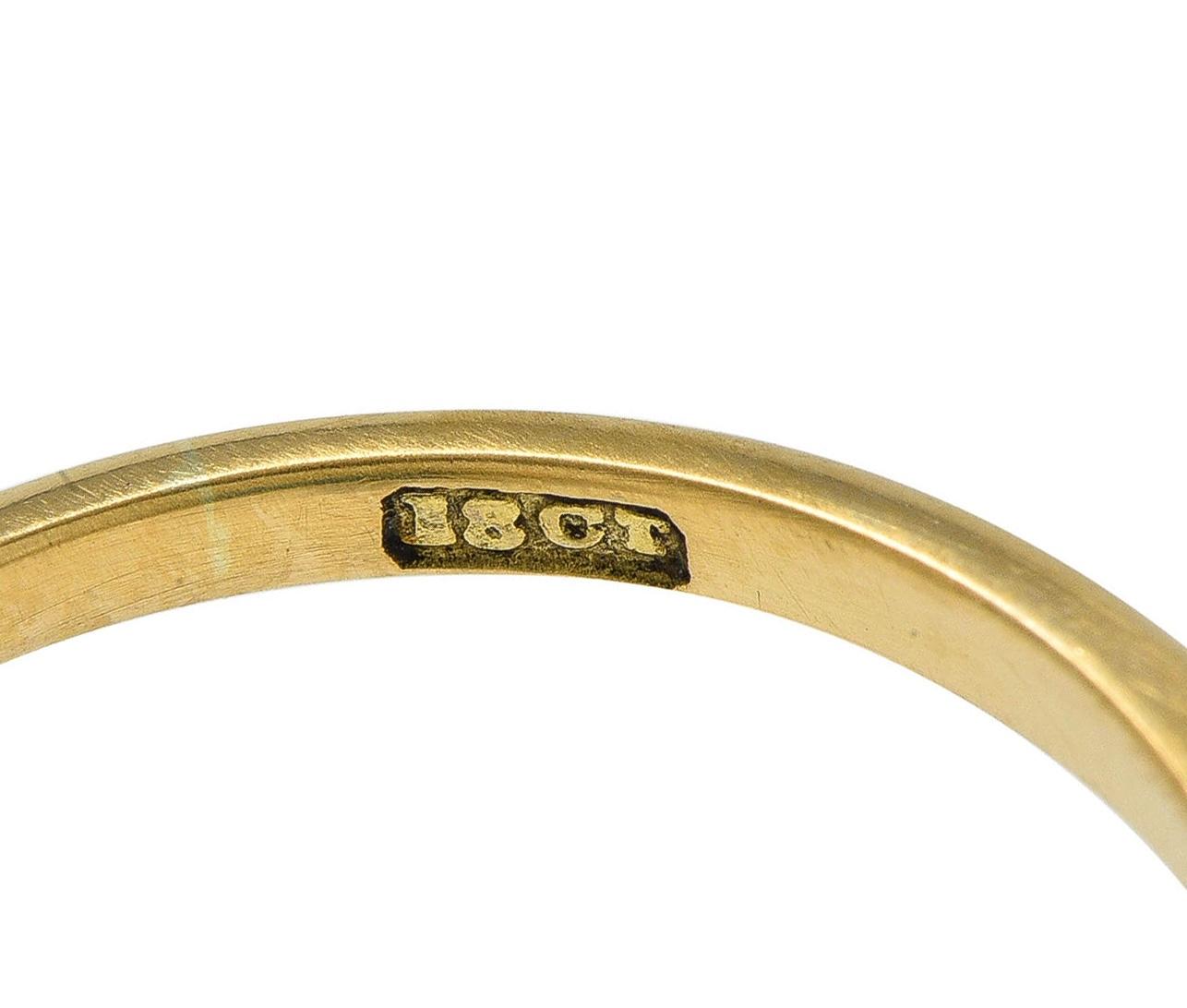 Victorian Turquoise Cabochon Diamond 18 Karat Yellow Gold Antique Heart Bow Ring