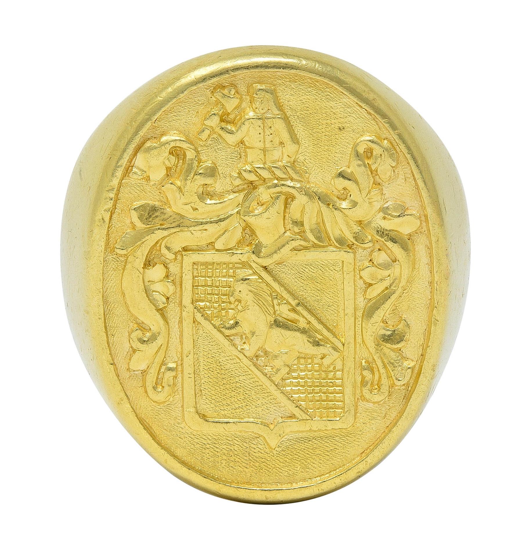 Tiffany & Co. 18 Karat Yellow Gold Vintage Heraldry Unisex Signet Ring