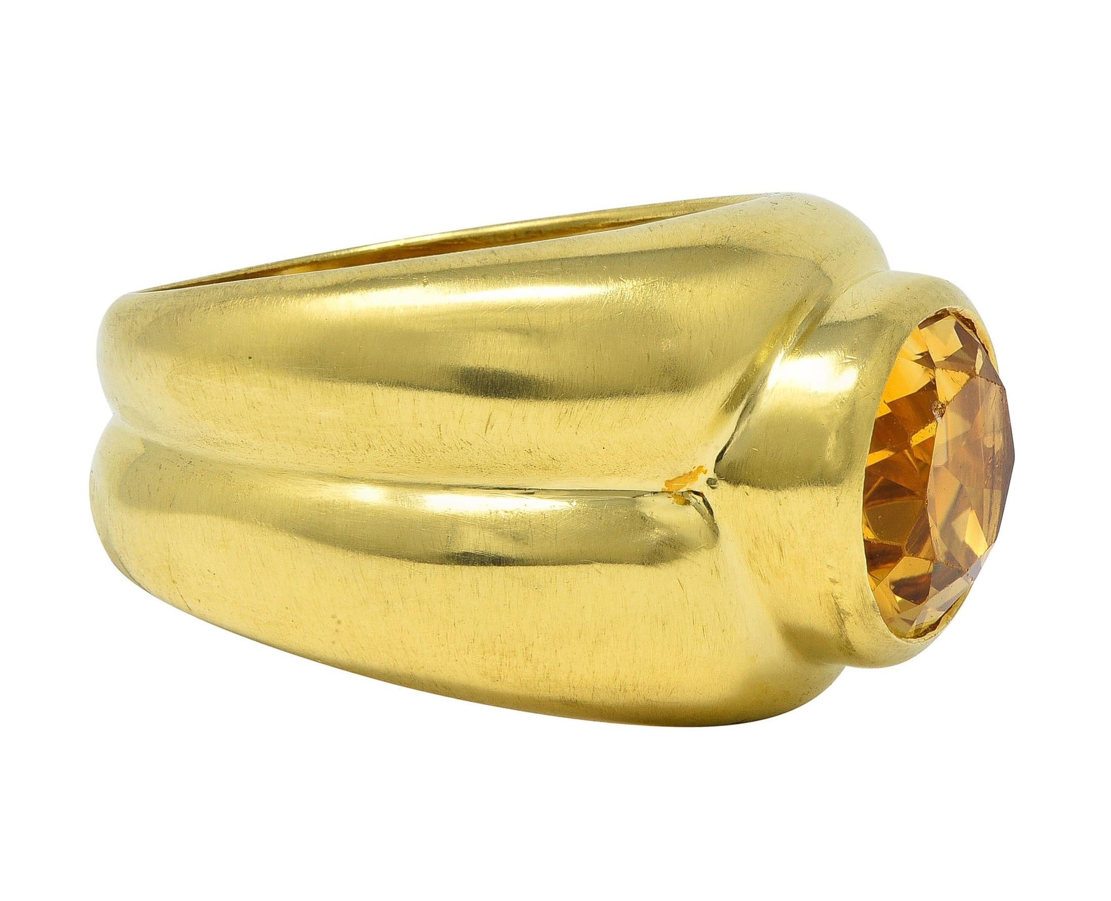 Tiffany & Co. 1980's 3.20 CTW Citrine 18 Karat Yellow Gold Puffy Vintage Ring