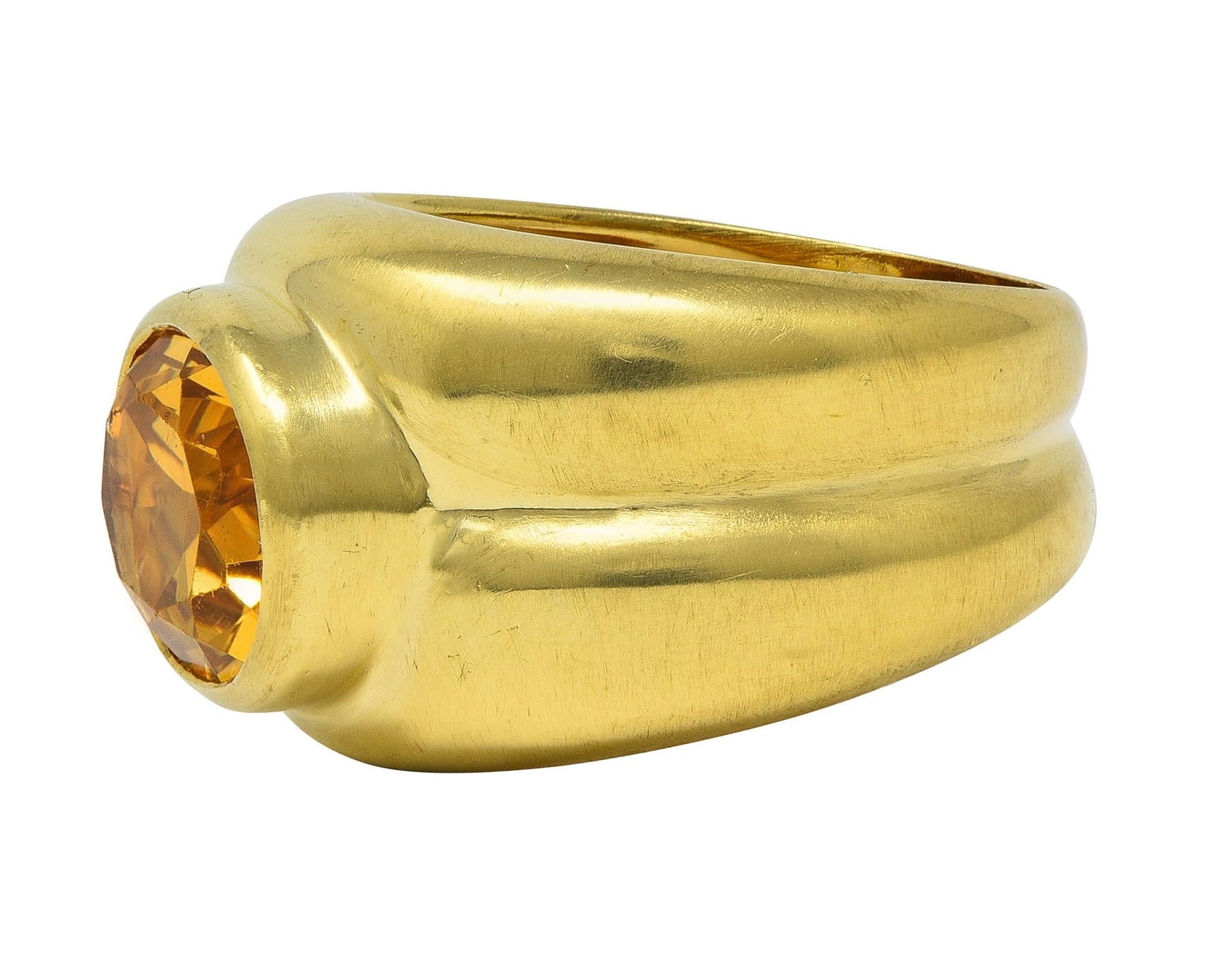 Tiffany & Co. 1980's 3.20 CTW Citrine 18 Karat Yellow Gold Puffy Vintage Ring