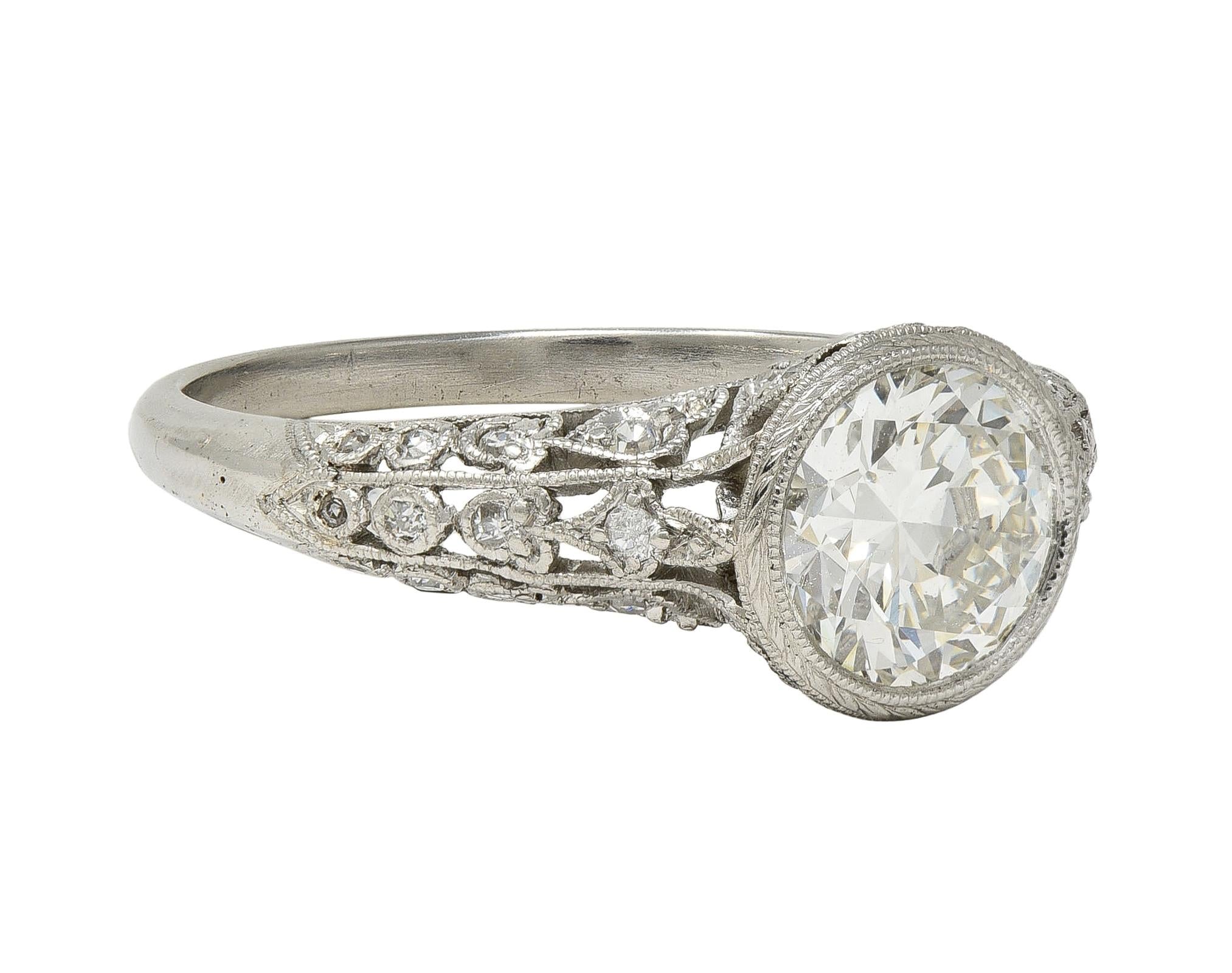 Edwardian 1.55 CTW Diamond Platinum Antique Lily-Of-The-Valley Engagement Ring