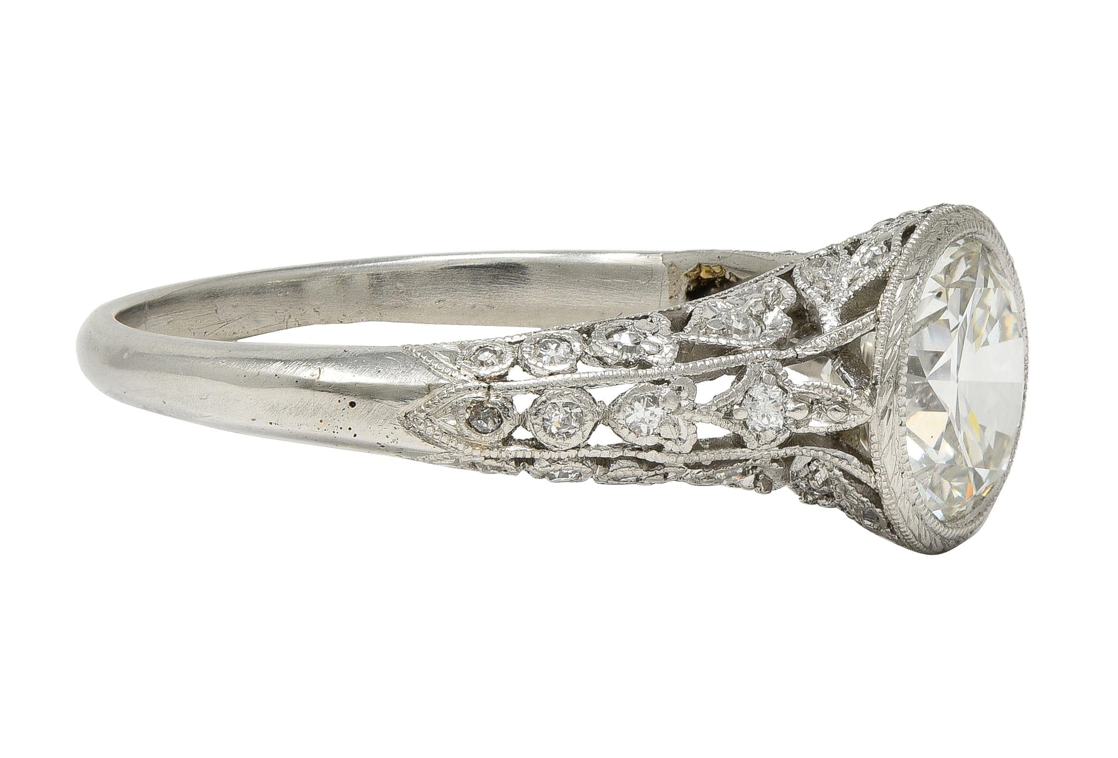 Edwardian 1.55 CTW Diamond Platinum Antique Lily-Of-The-Valley Engagement Ring