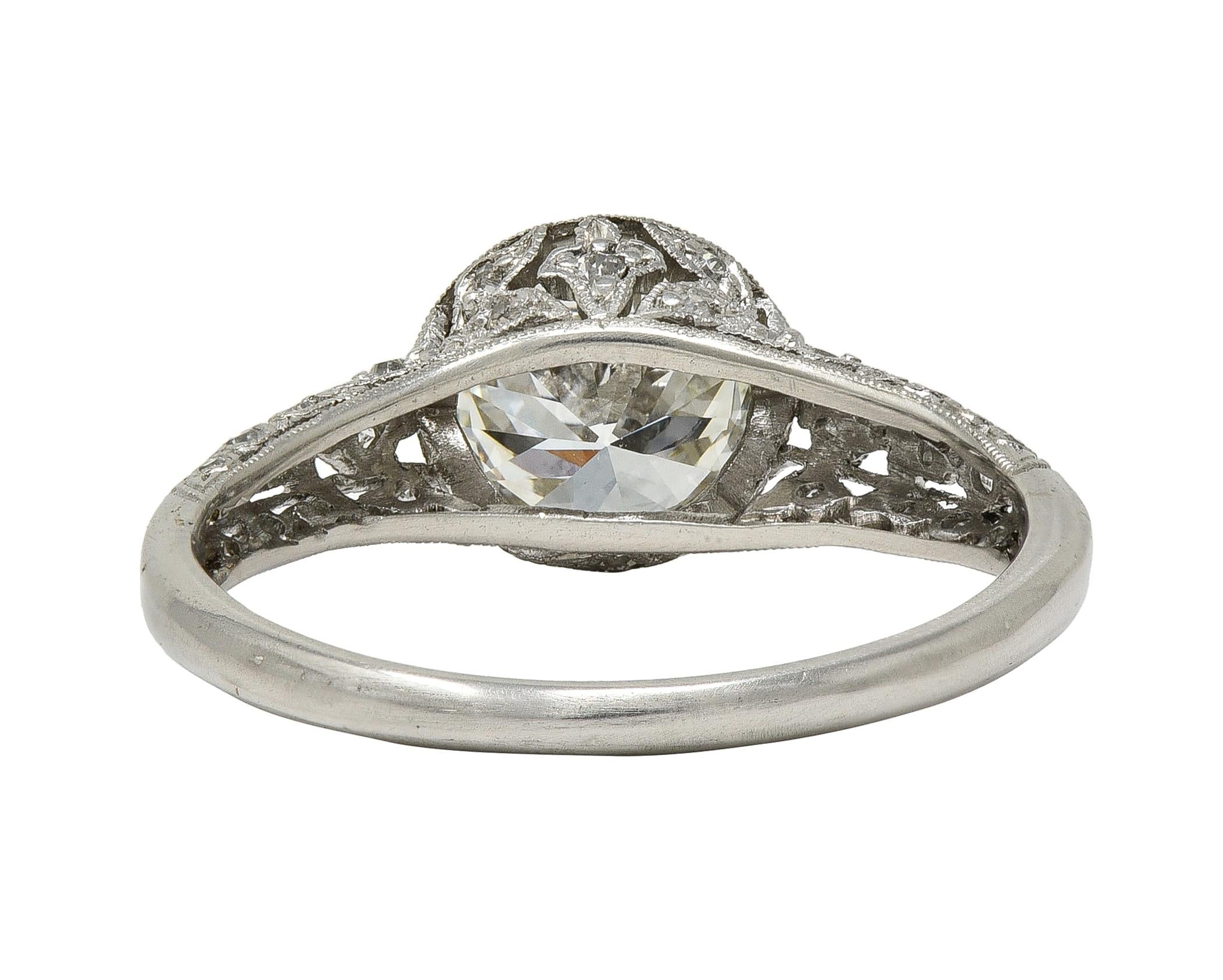 Edwardian 1.55 CTW Diamond Platinum Antique Lily-Of-The-Valley Engagement Ring