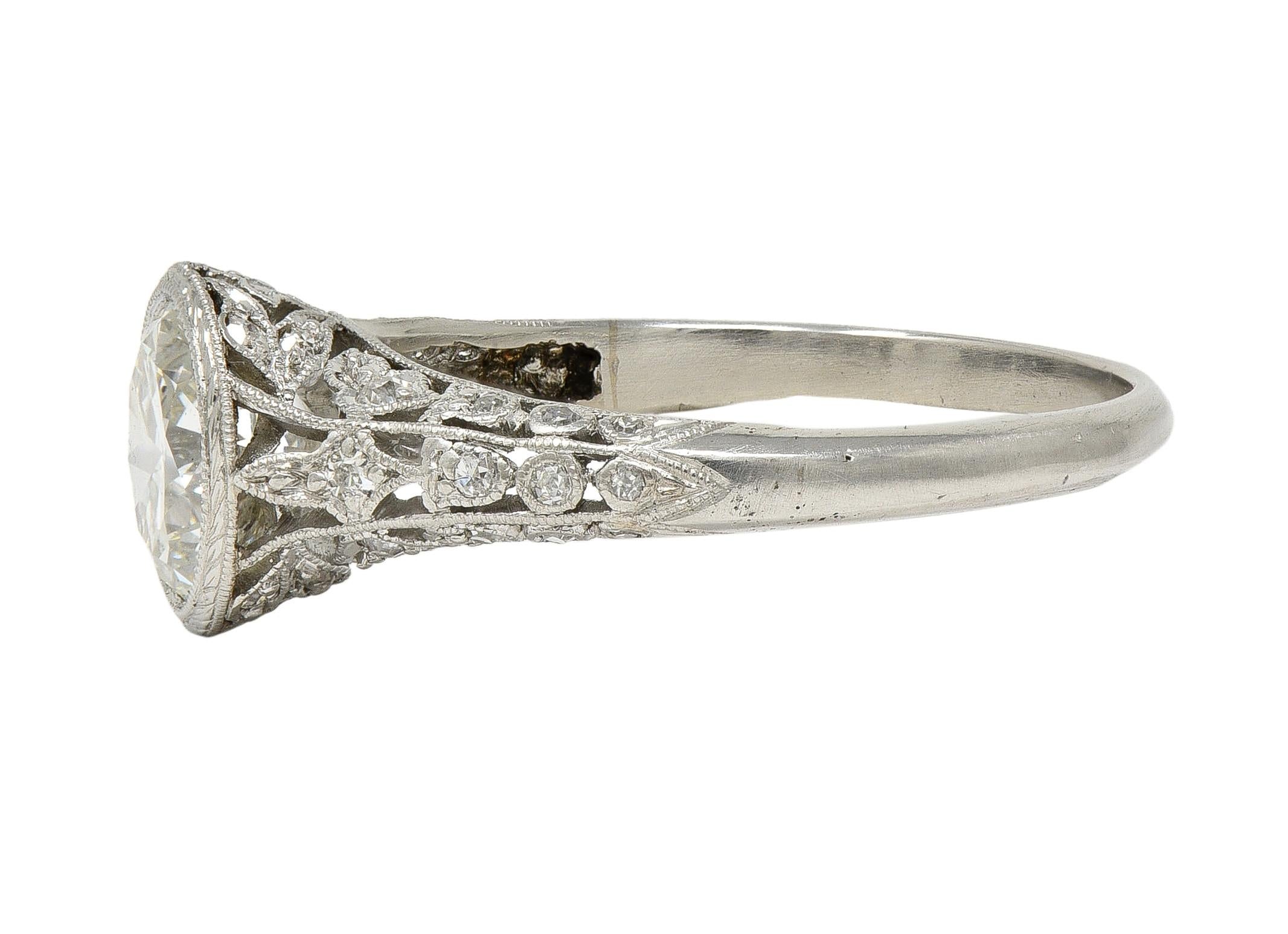 Edwardian 1.55 CTW Diamond Platinum Antique Lily-Of-The-Valley Engagement Ring