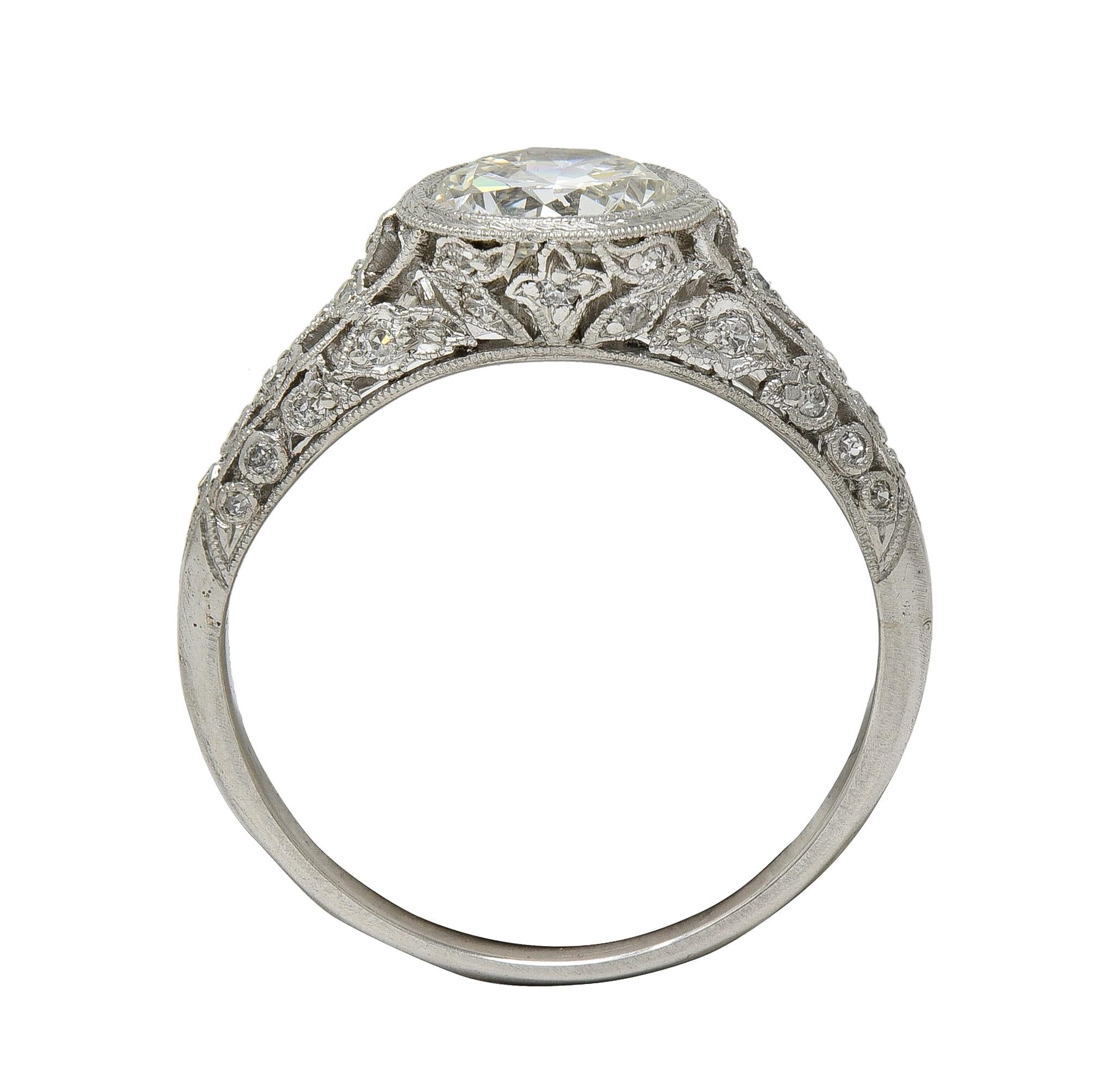 Edwardian 1.55 CTW Diamond Platinum Antique Lily-Of-The-Valley Engagement Ring