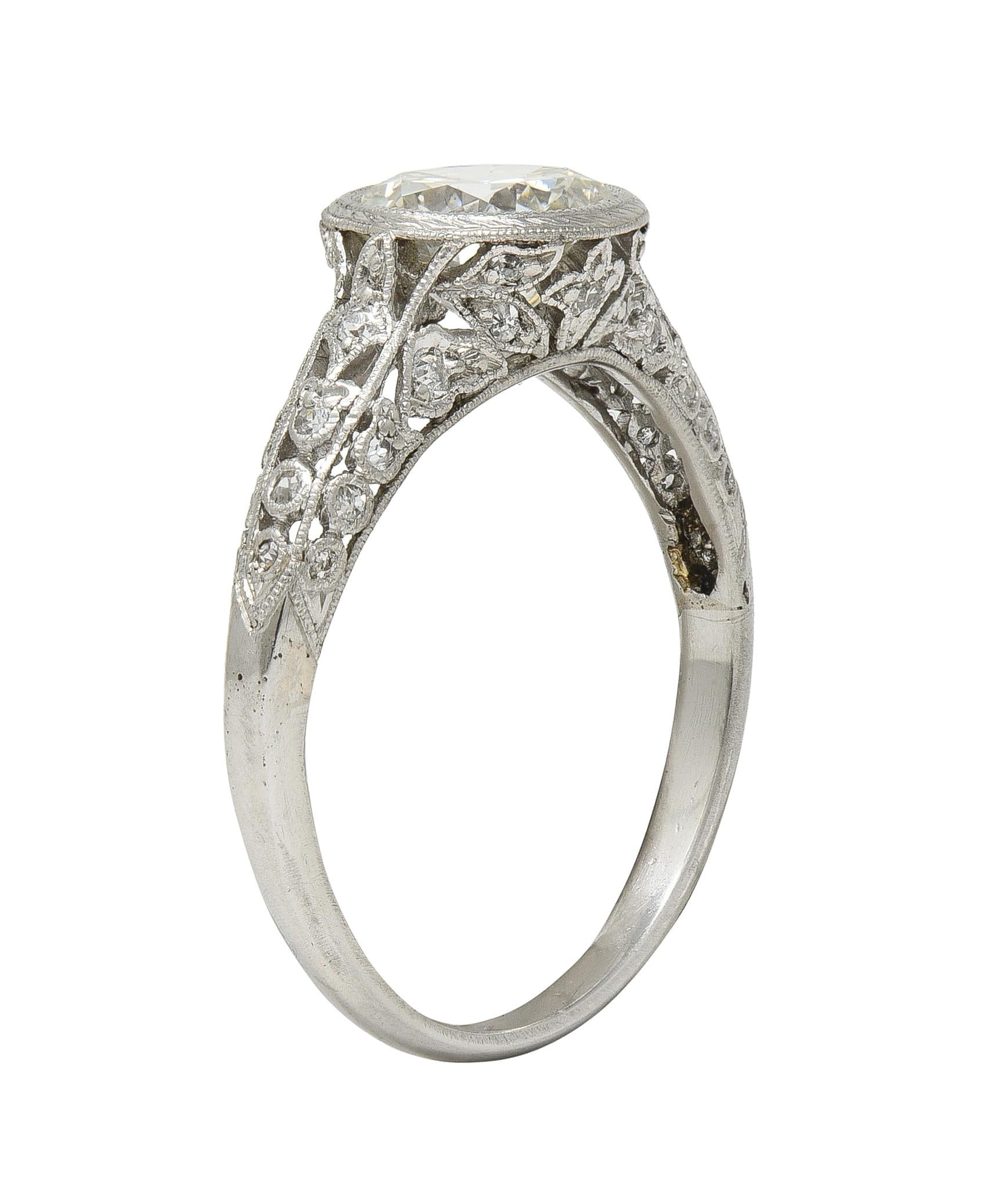 Edwardian 1.55 CTW Diamond Platinum Antique Lily-Of-The-Valley Engagement Ring