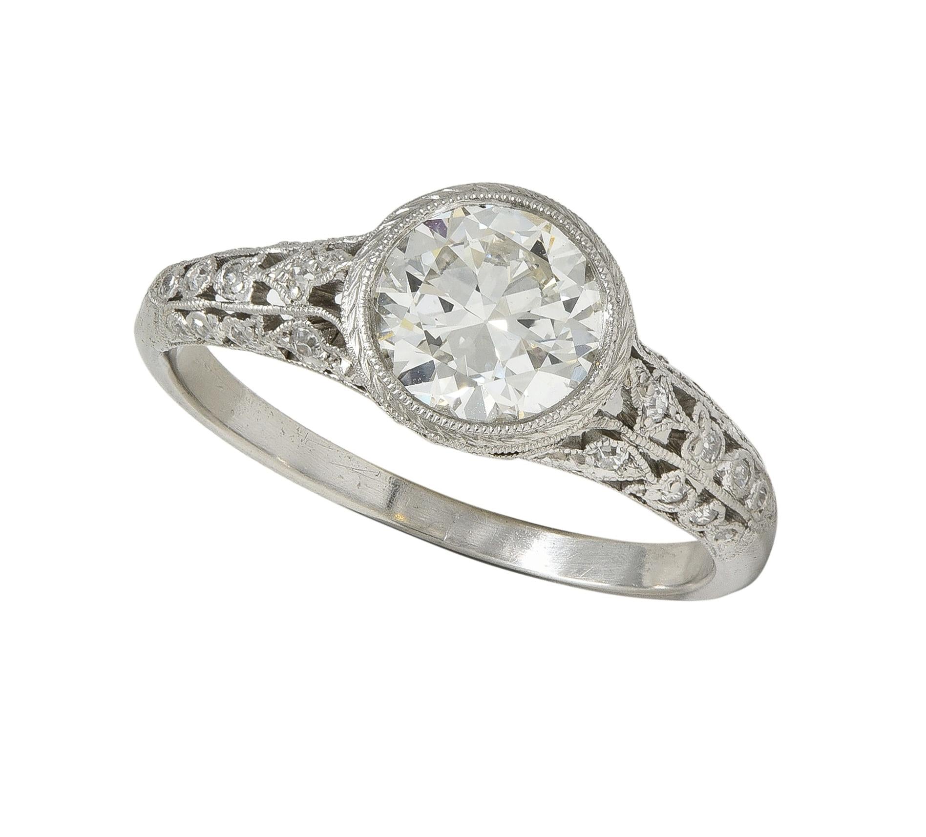 Edwardian 1.55 CTW Diamond Platinum Antique Lily-Of-The-Valley Engagement Ring