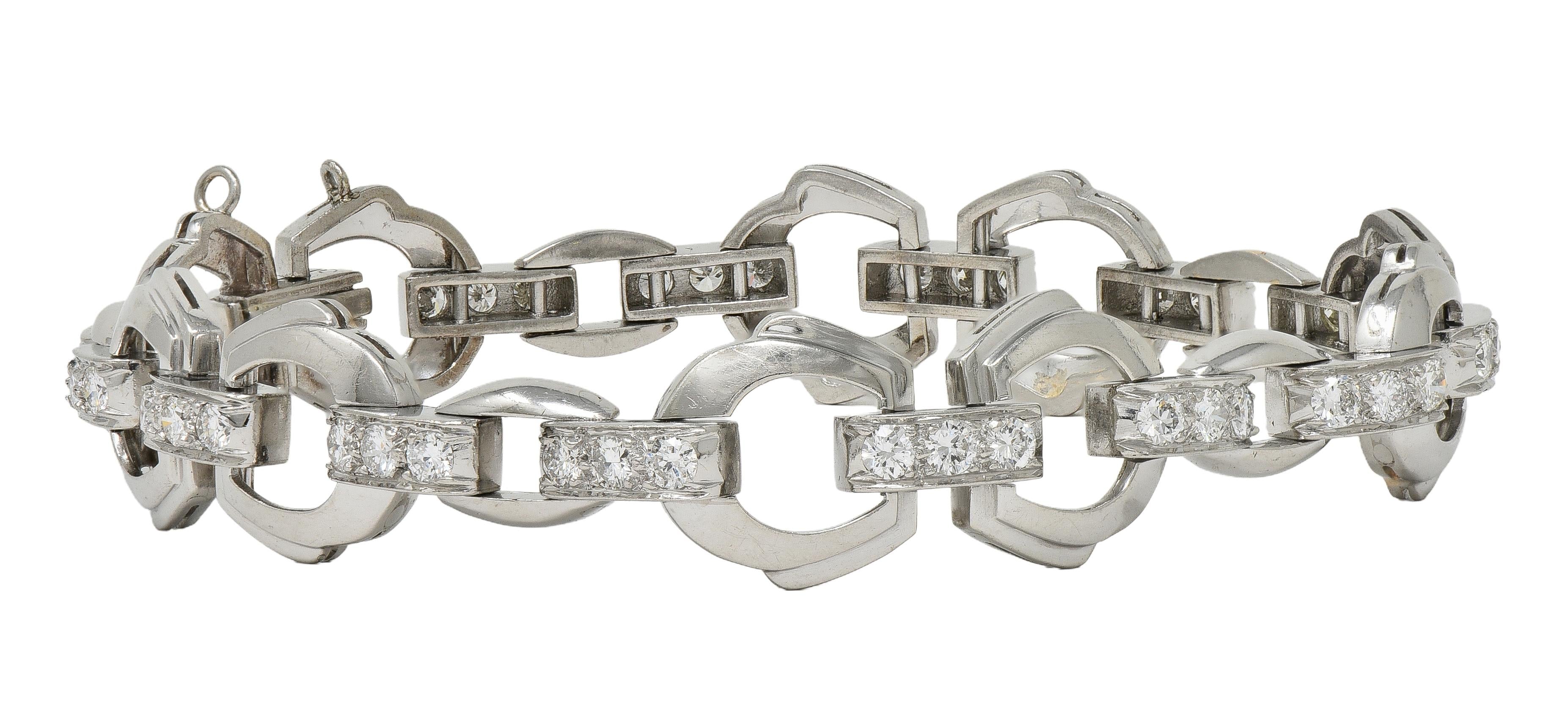 Bailey Banks & Biddle Deco 2.25 CTW Diamond Platinum Vintage Stirrup Bracelet