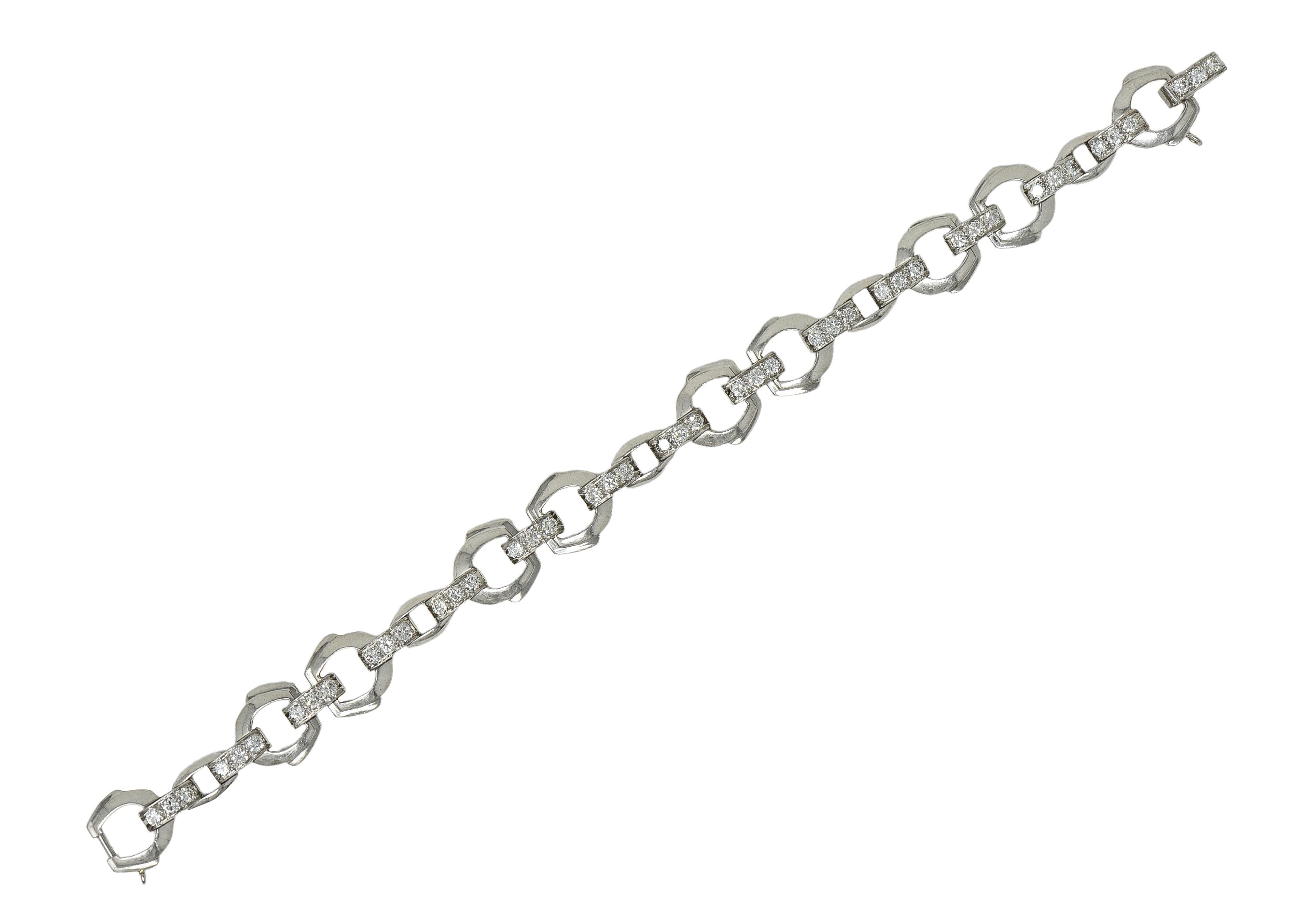 Bailey Banks & Biddle Deco 2.25 CTW Diamond Platinum Vintage Stirrup Bracelet