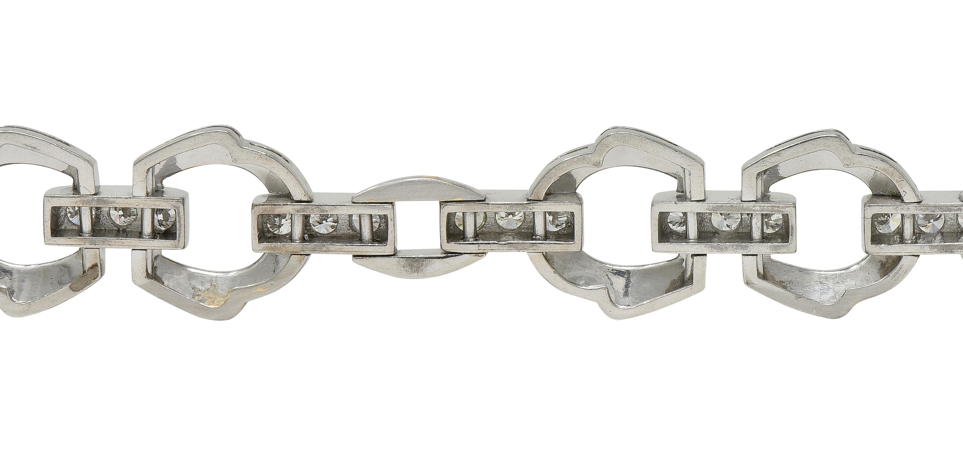 Bailey Banks & Biddle Deco 2.25 CTW Diamond Platinum Vintage Stirrup Bracelet