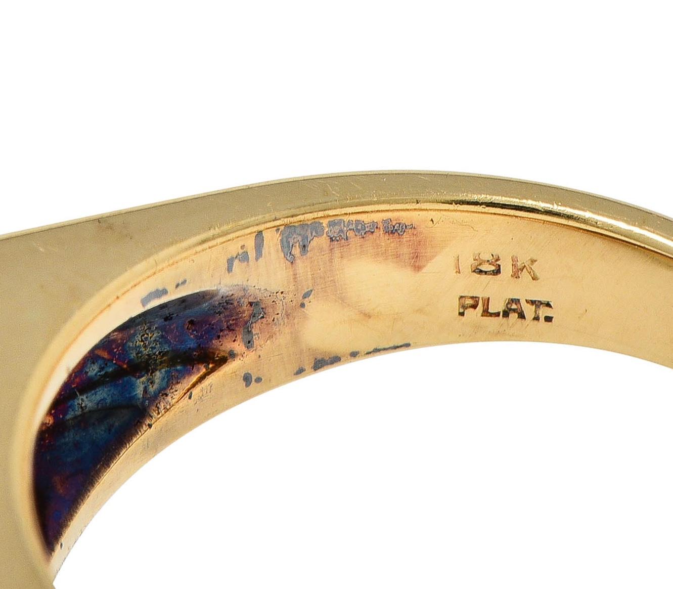 Oscar Heyman Diamond Ruby Platinum 18K Gold Checkerboard Vintage Band Ring