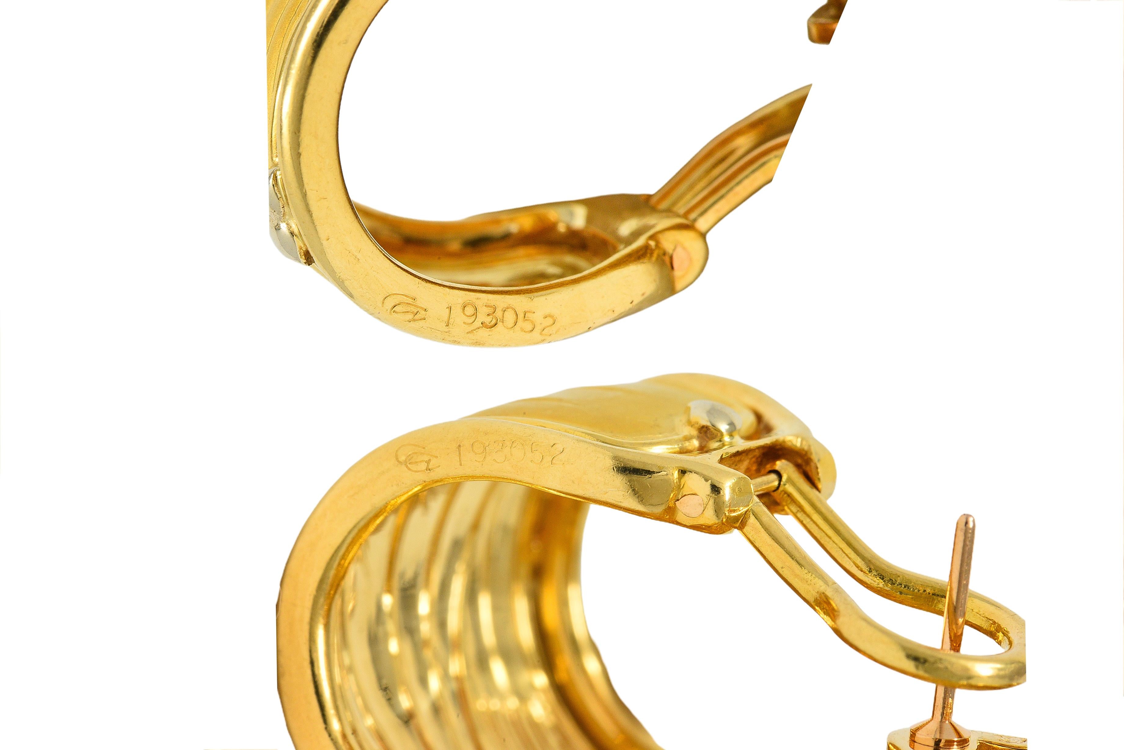 Carrera y Carrera 1990's Diamond 18K Gold Romeo & Juliet J-Hoop Vintage Earrings